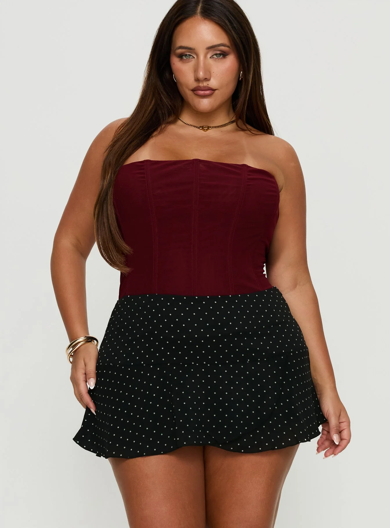 Sonsie Mini Skirt Black / White Polka Curve