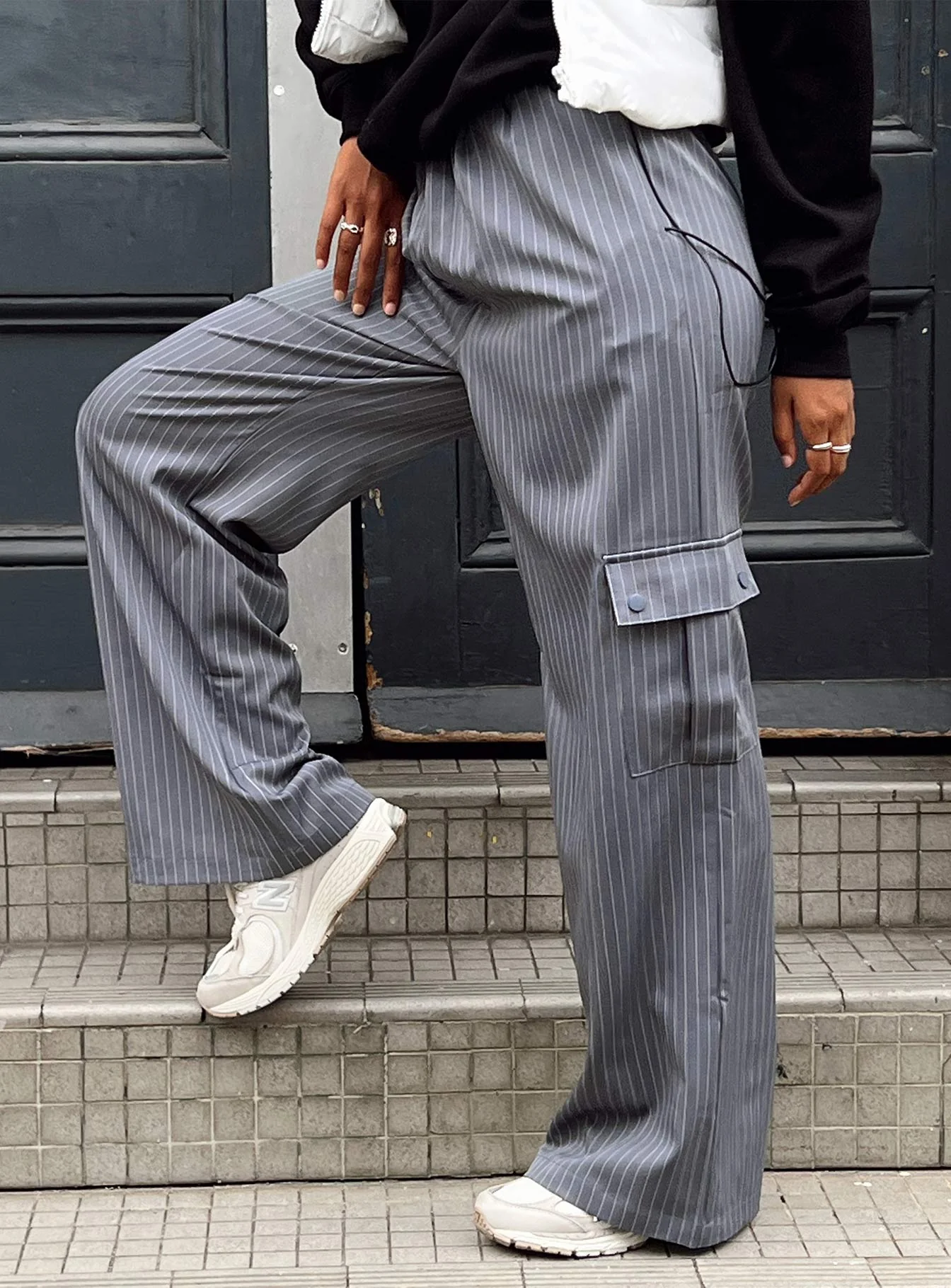 Lista Elastic Pocket Pants Grey Pinstripe