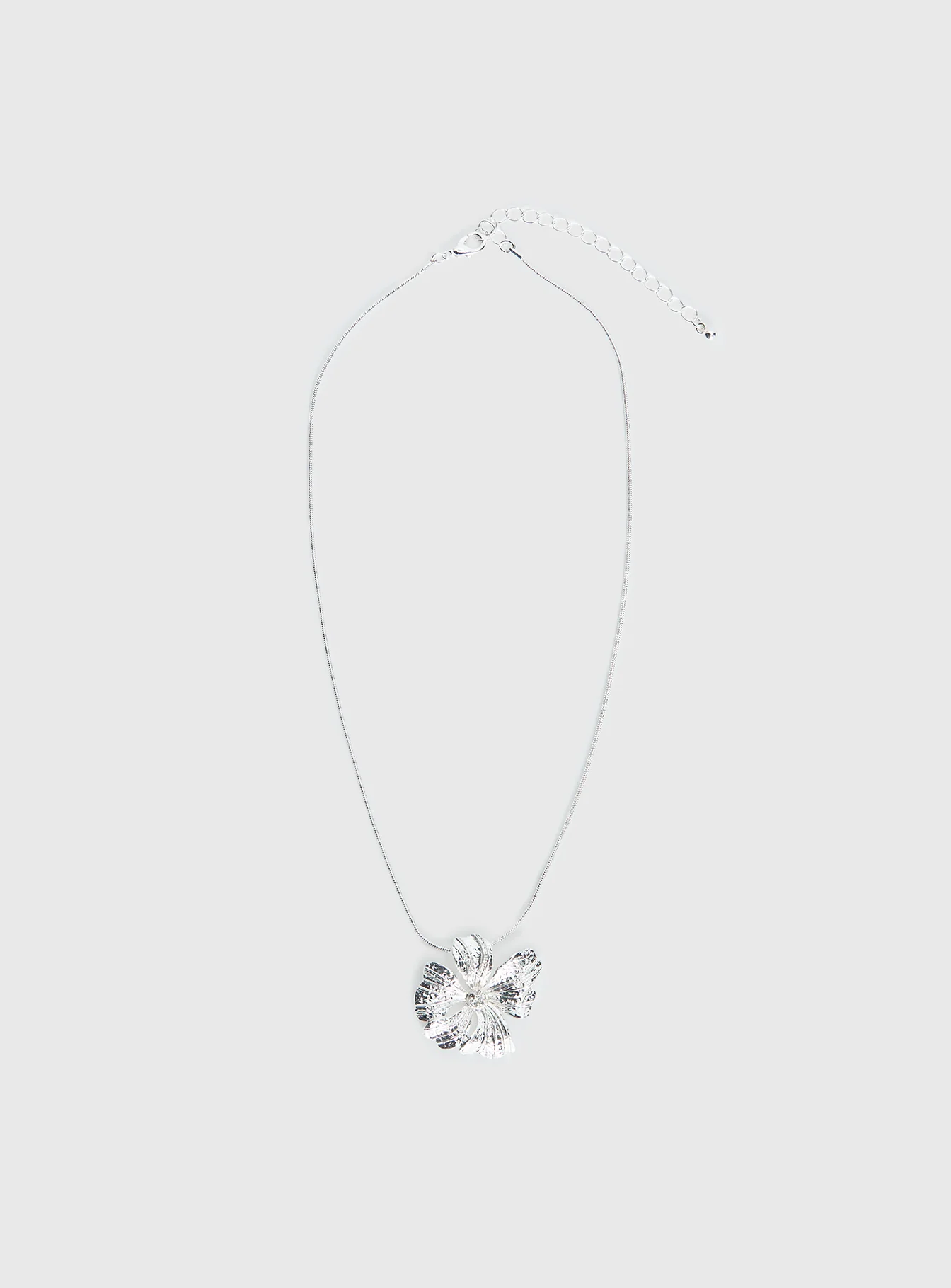 Wish Me Luck Flower Pendant Necklace Silver