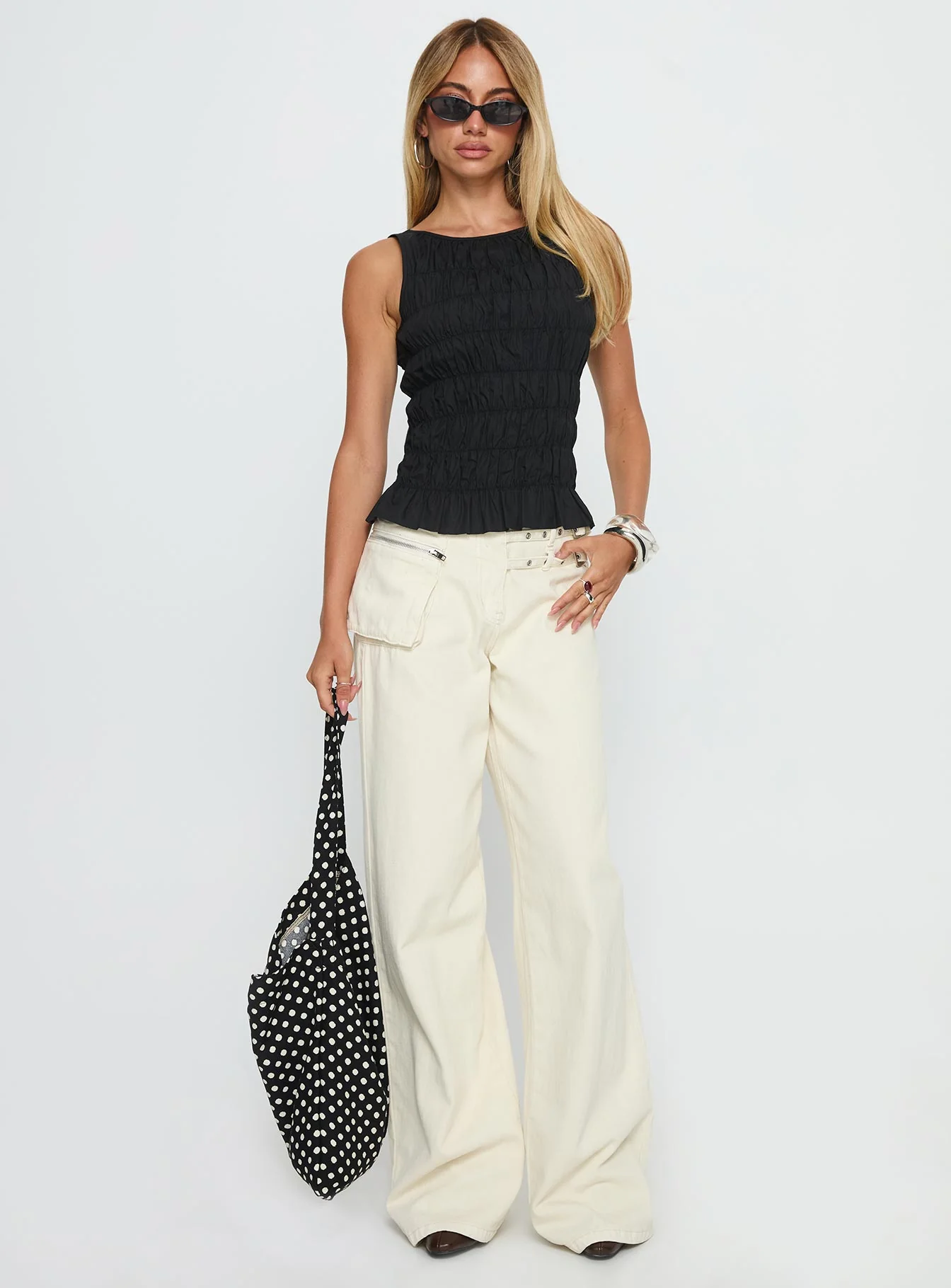 Marleene Shirred Top Black