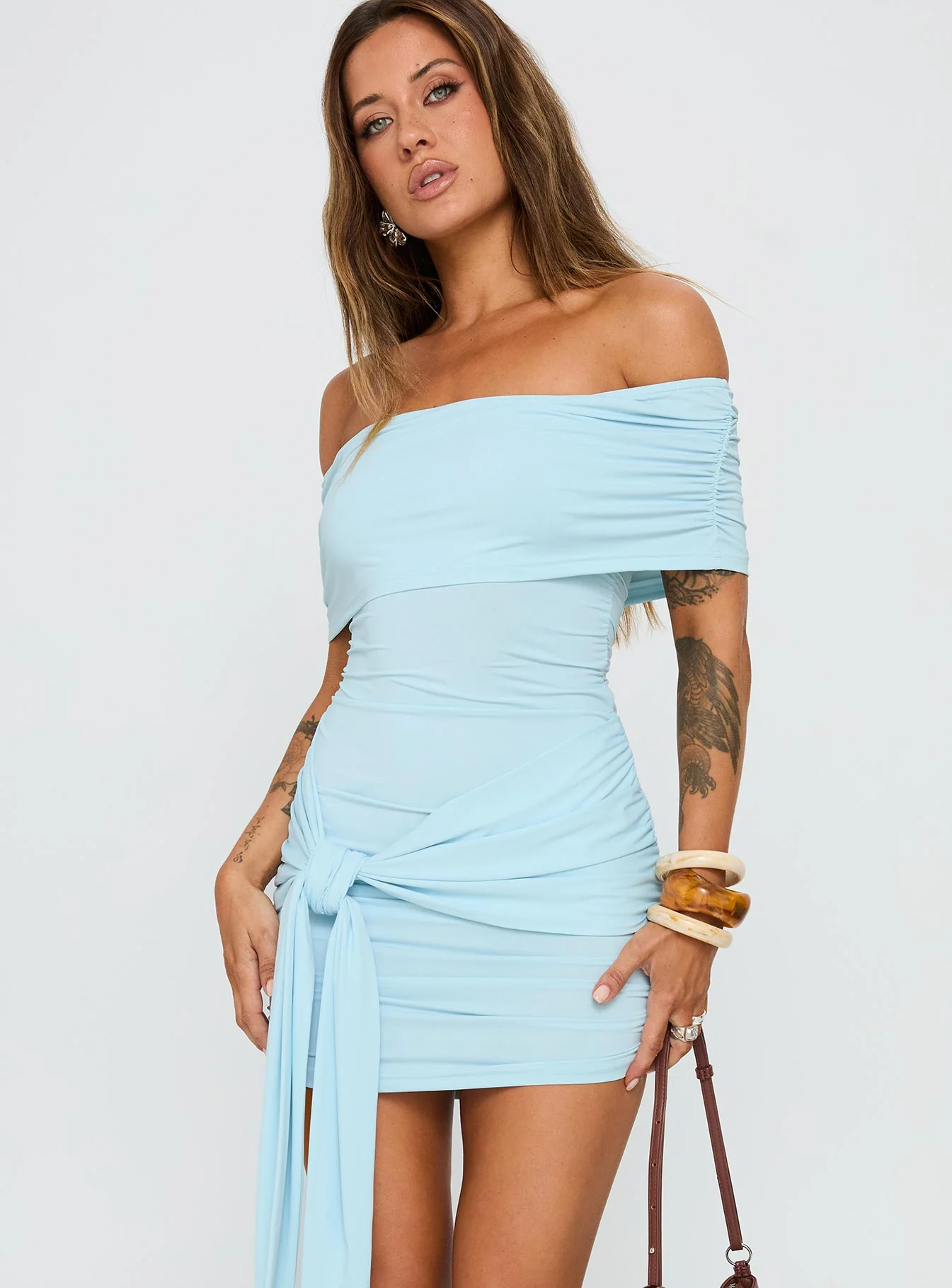 Island Girl Tie Skirt Mini Dress Light Blue