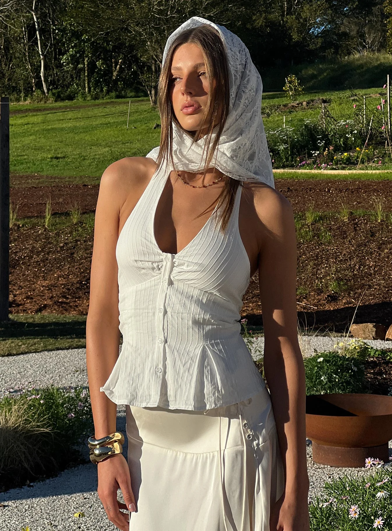 Life Goes By Sleeveless Top White