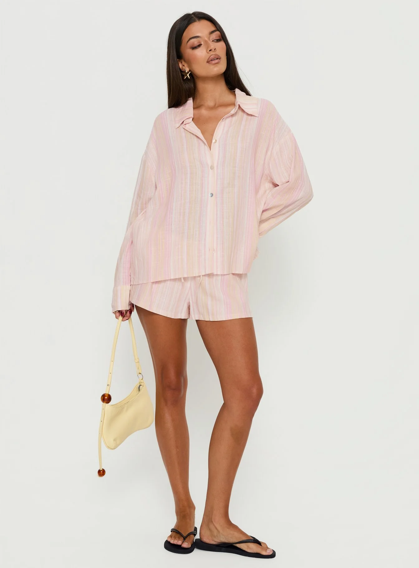Opheliah Long Sleeve Oversized Top Pink Stripe