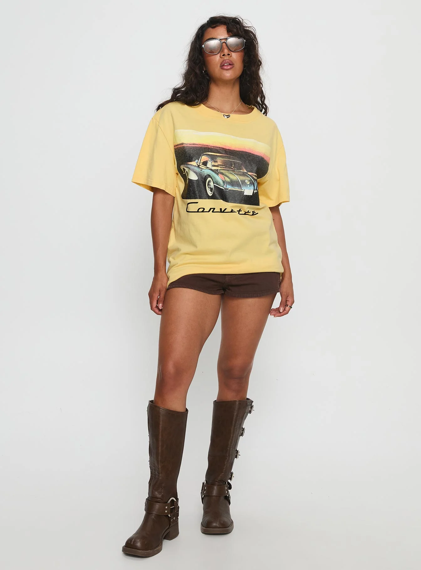Corvette Legends Oversized Graphic Top Yellow
