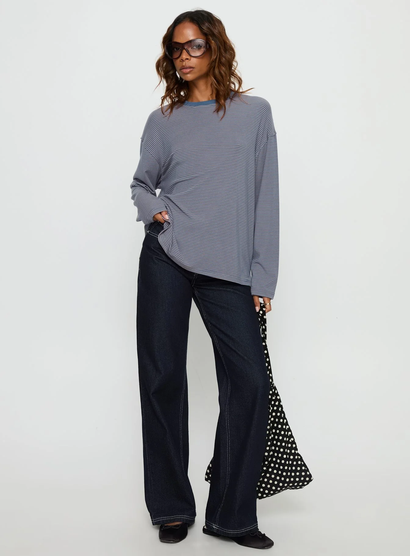 Avriana Long Sleeve Top Blue Stripe