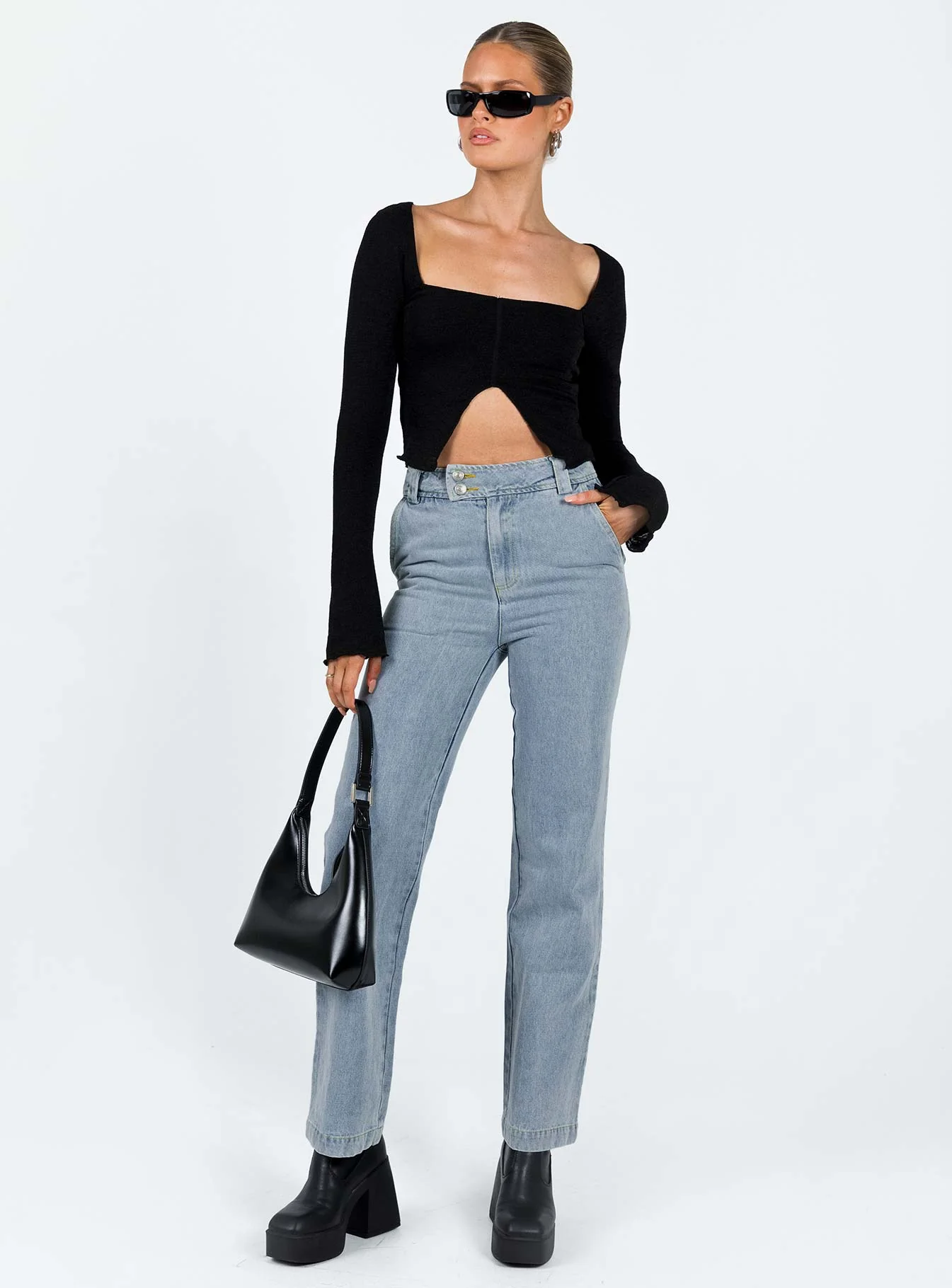 Ikena Straight Leg Jeans Light Wash Denim