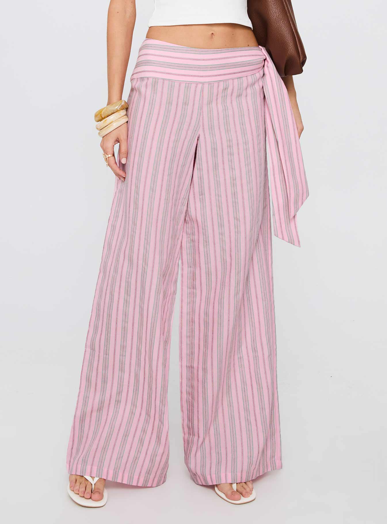 Wave Dancer Tie Pant Pink Stripe