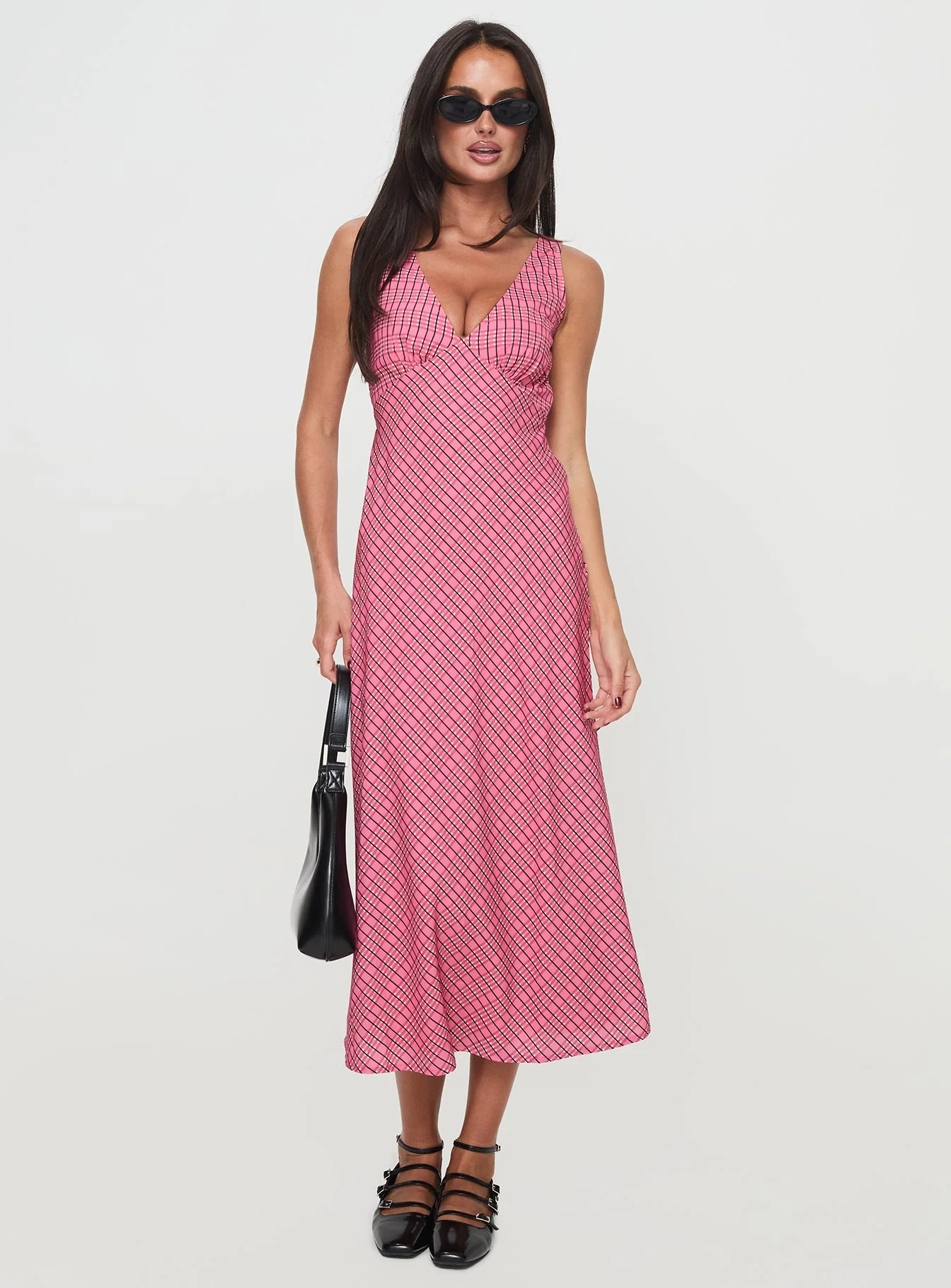 Nellie Midi Dress Pink Check