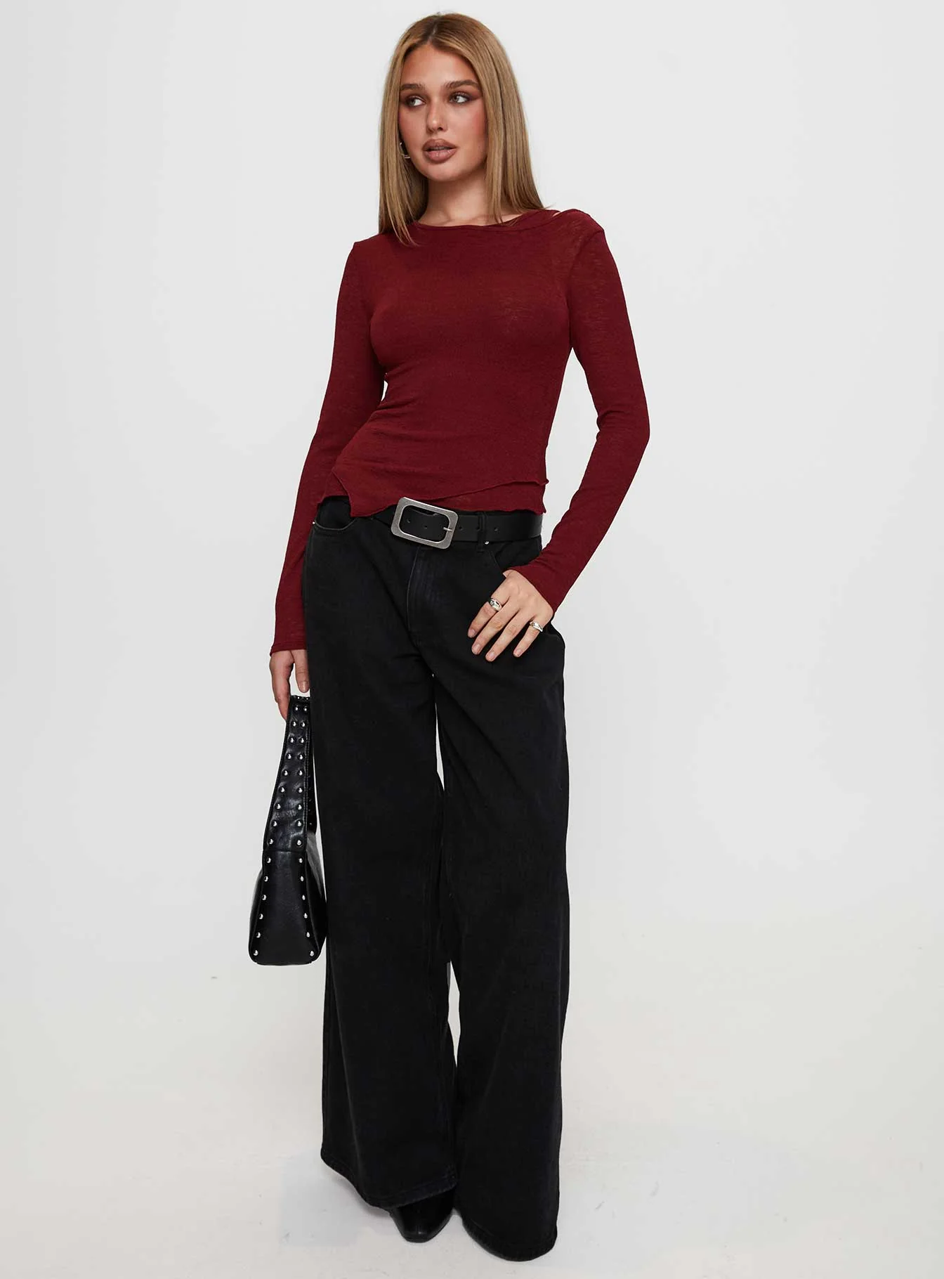 Lefort Long Sleeve Top Burgundy