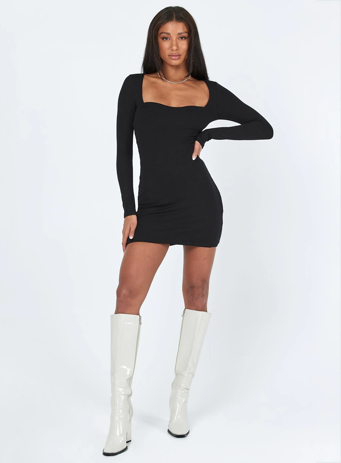 Nolan Long Sleeve Mini Dress Black