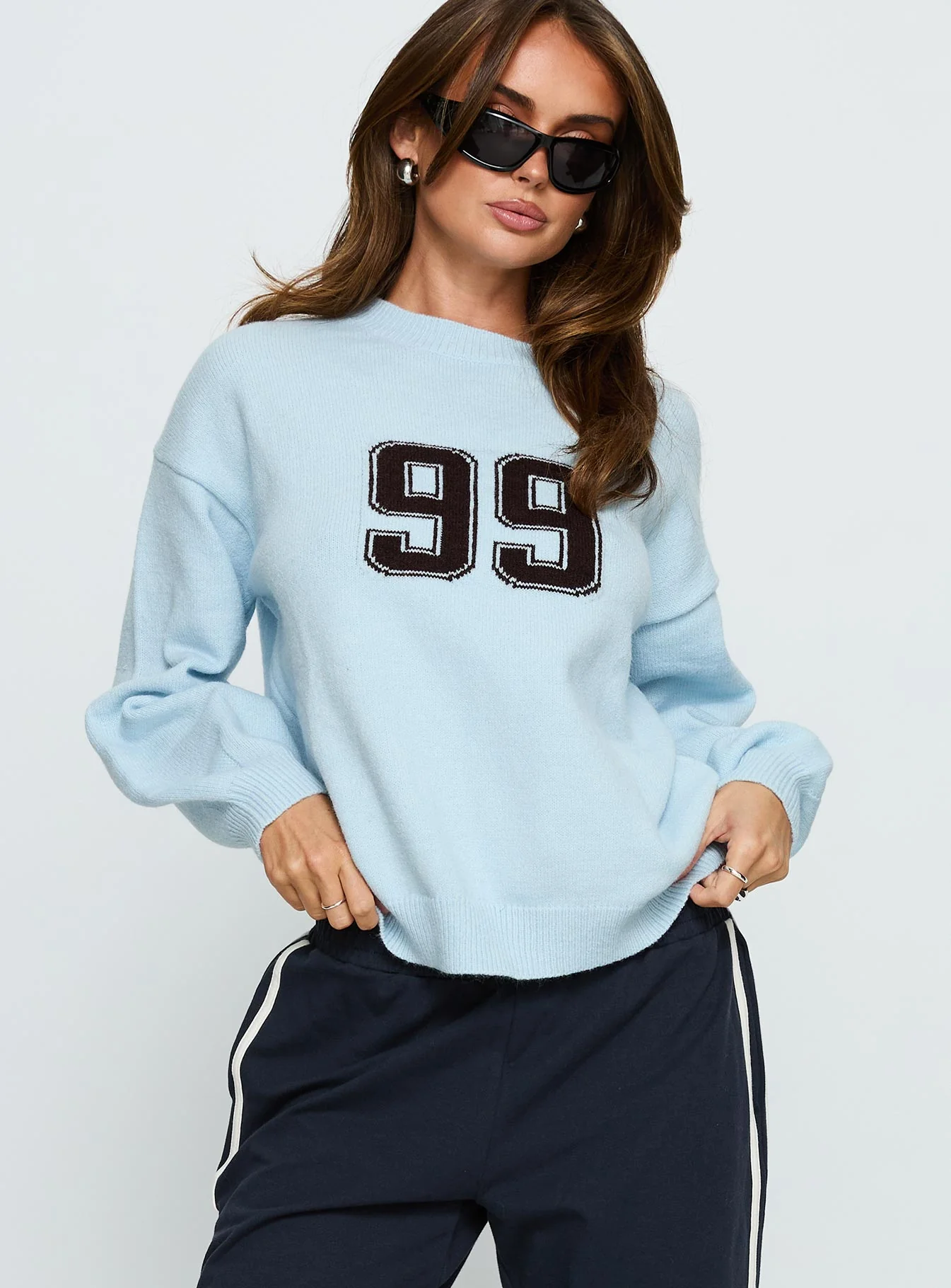 Ranee Graphic Knit Sweater Blue