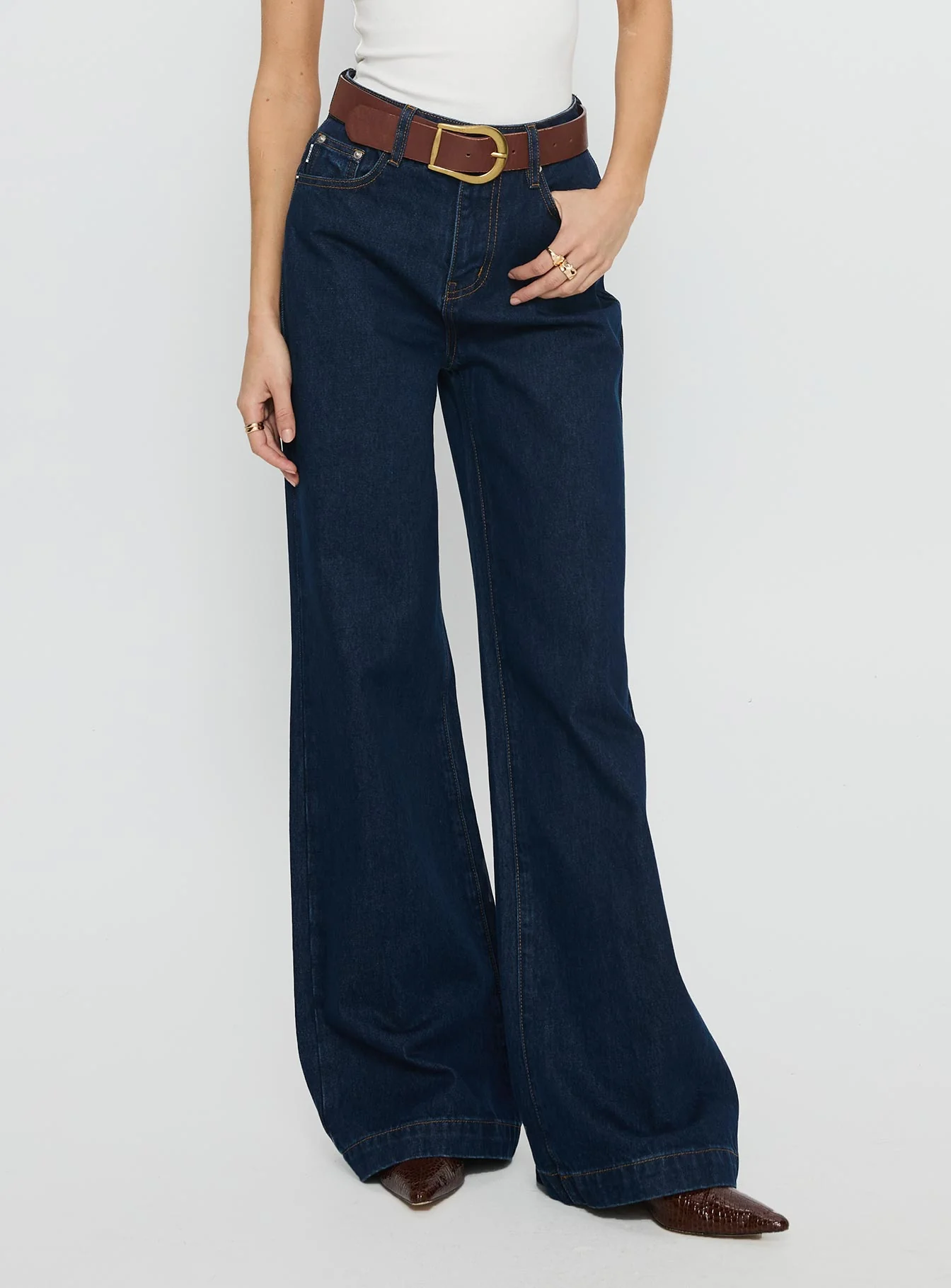 Goldie High Rise Wide Leg Jeans Indigo