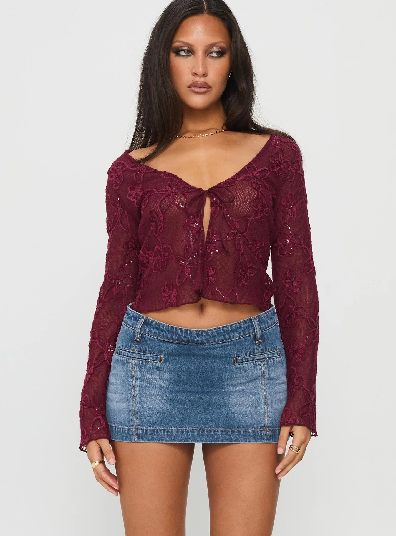 Darbi Denim Mini Skort Mid Blue