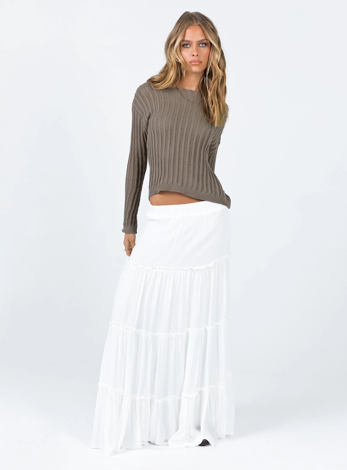 Miriah Maxi Skirt White Petite