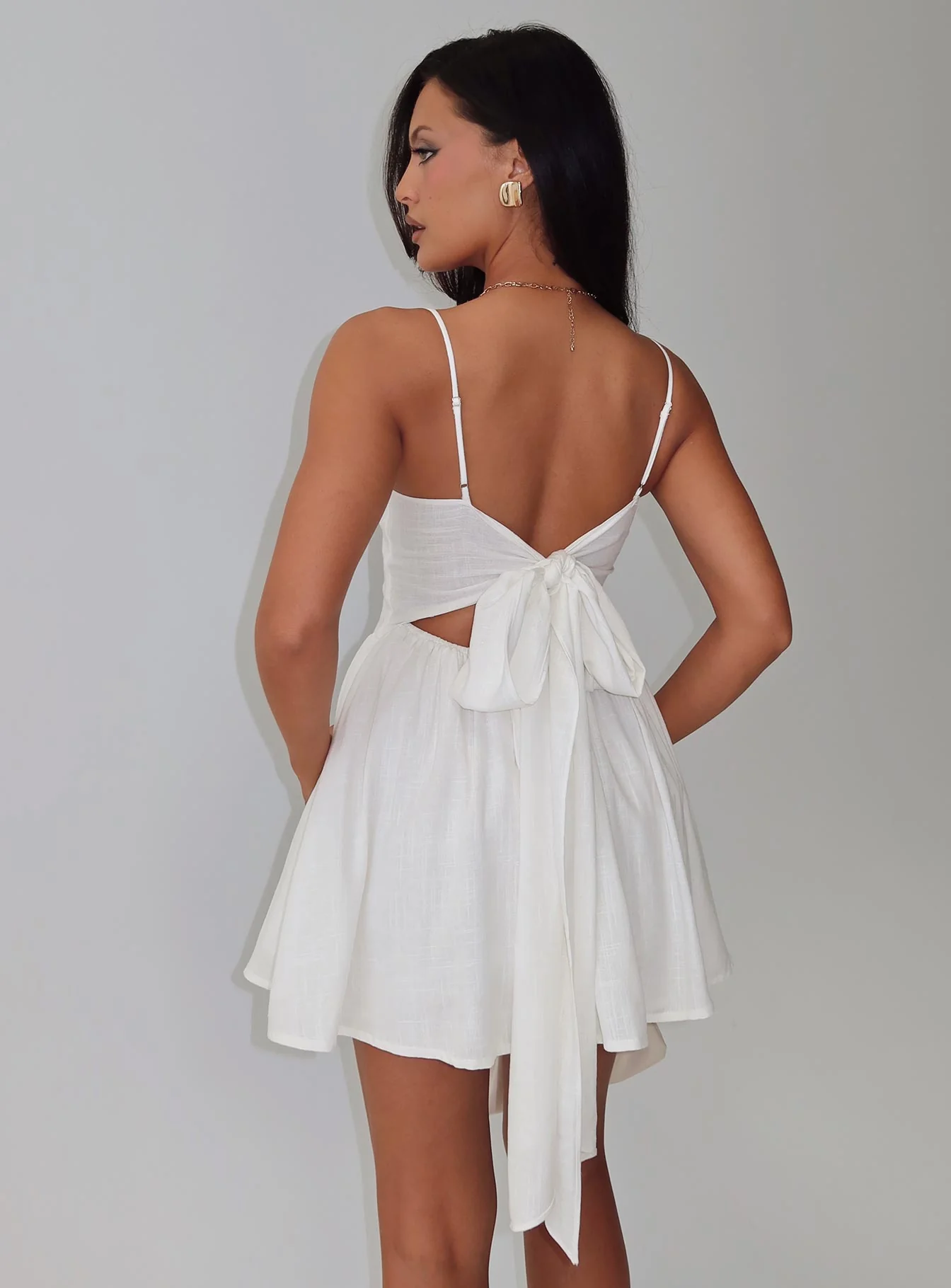 Angel Wings Tie Up Mini Dress White