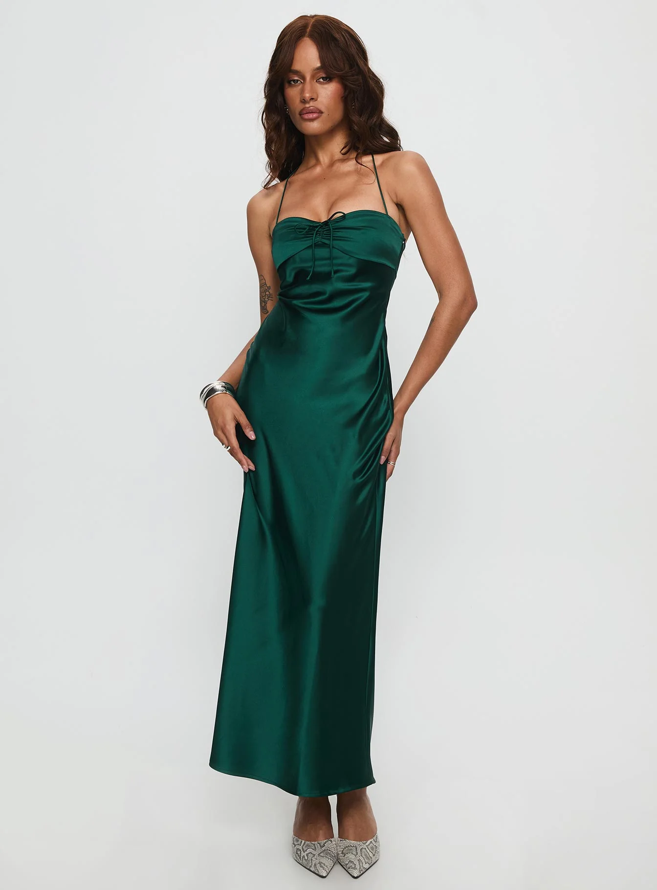 Fireproof Halter Maxi Dress Forest Green