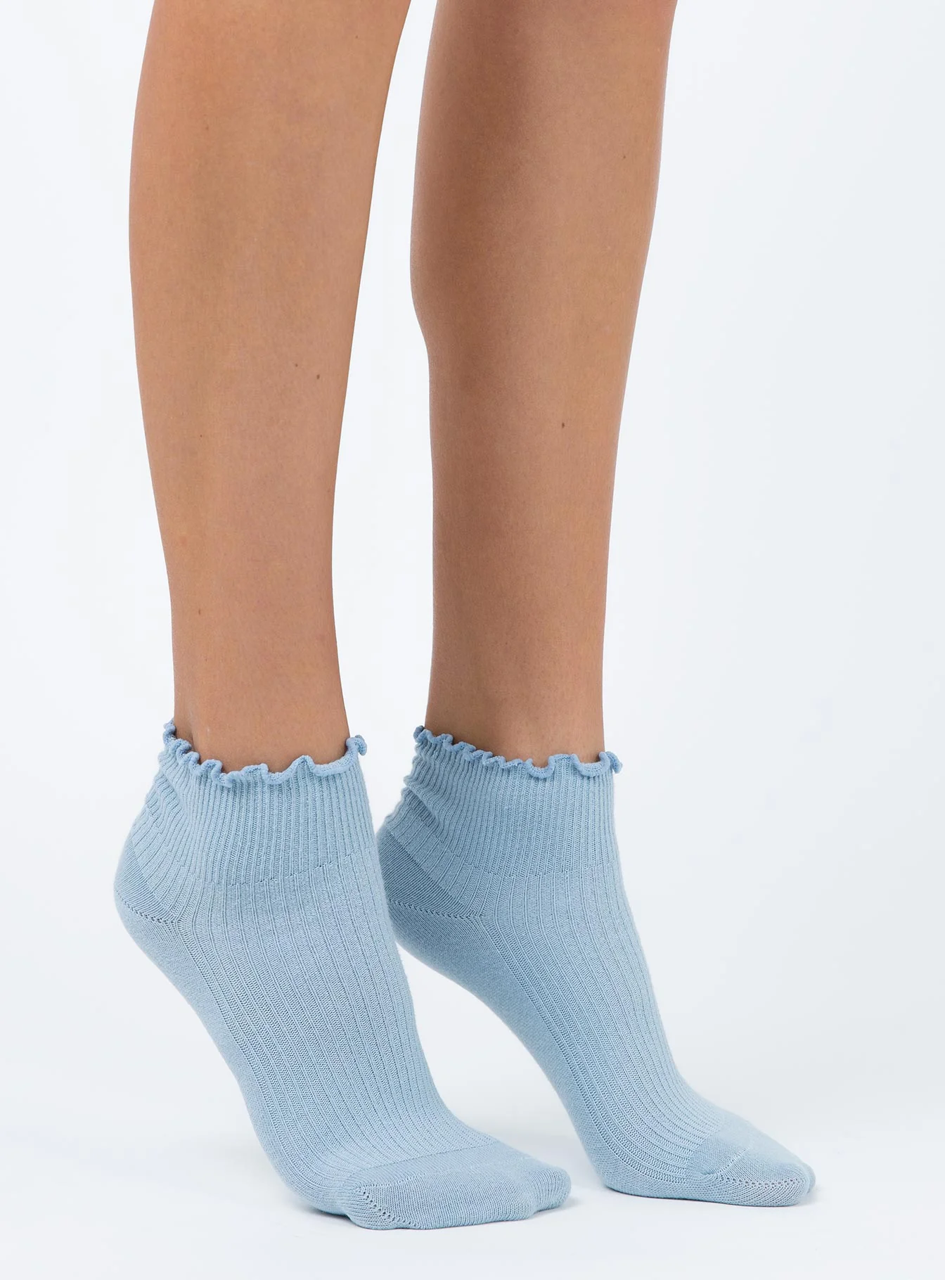 Ribbed Ruffle Socks Baby Blue