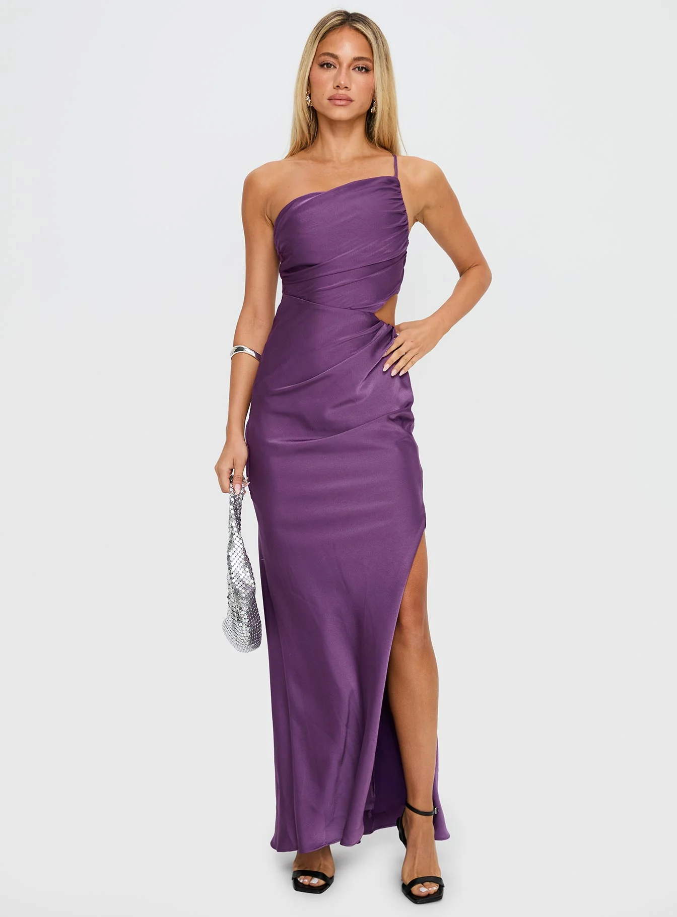 Leading Role One Shoulder Maxi Dress Purple