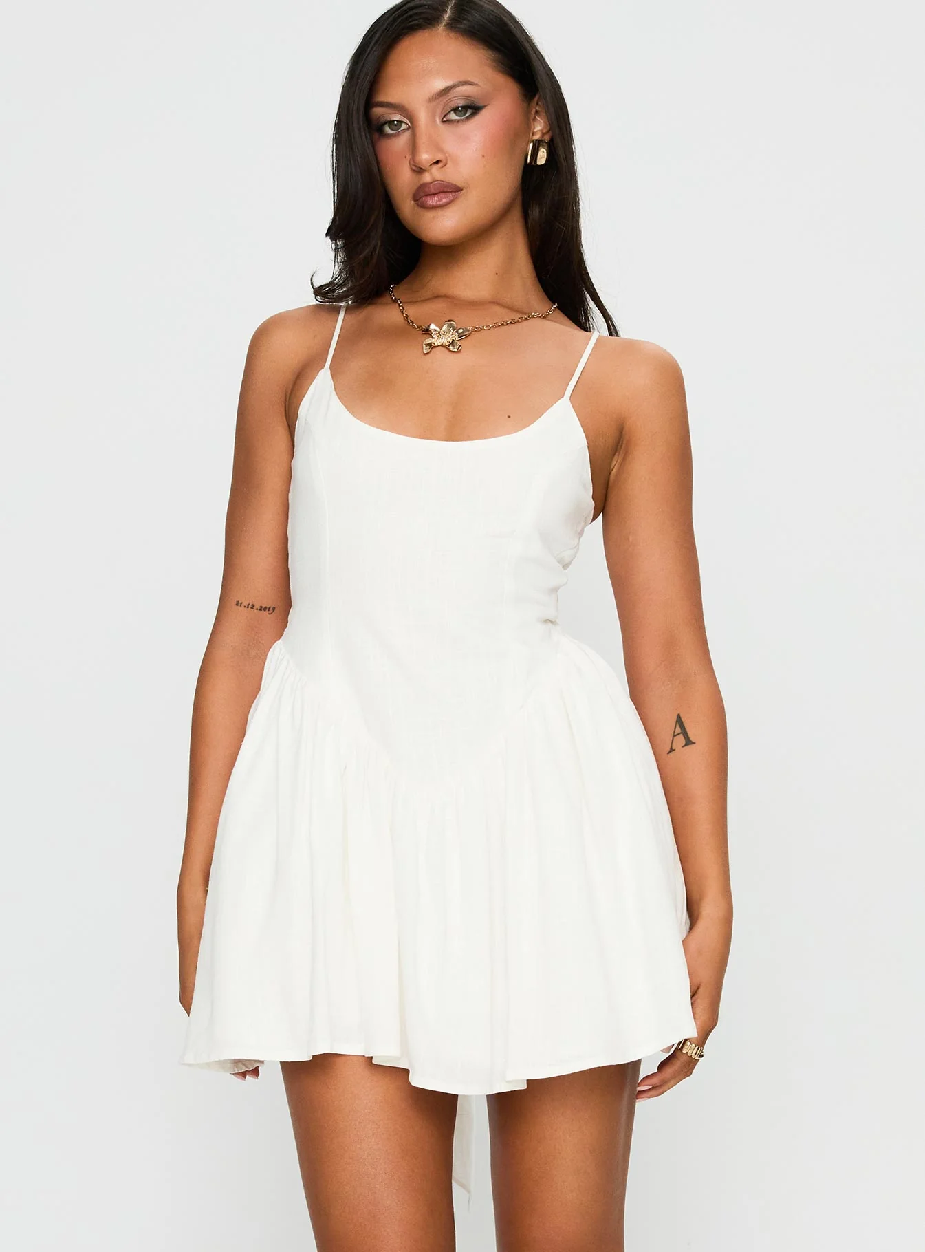 Angel Wings Tie Up Mini Dress White