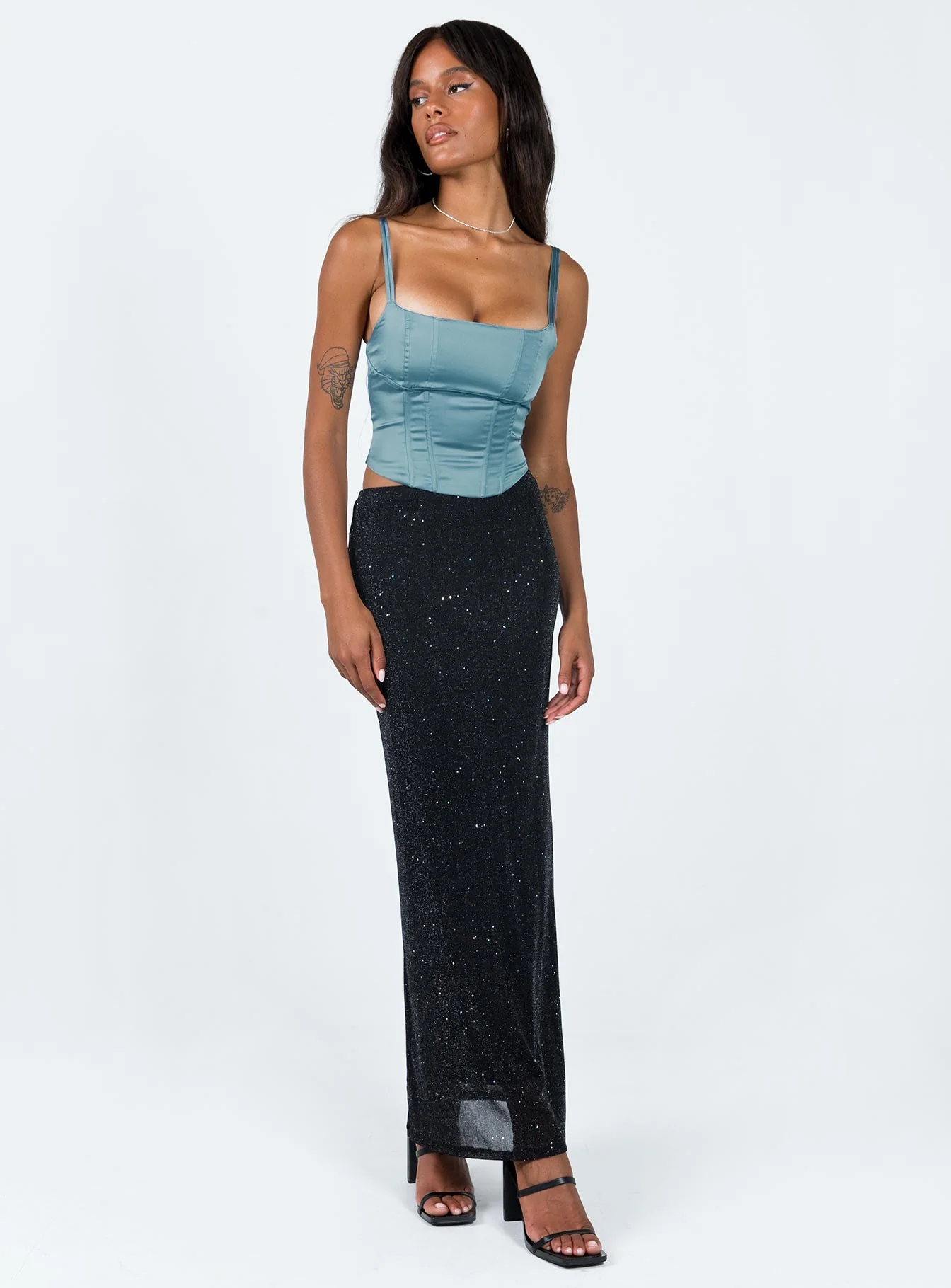 Harriette Maxi Skirt Black Lurex