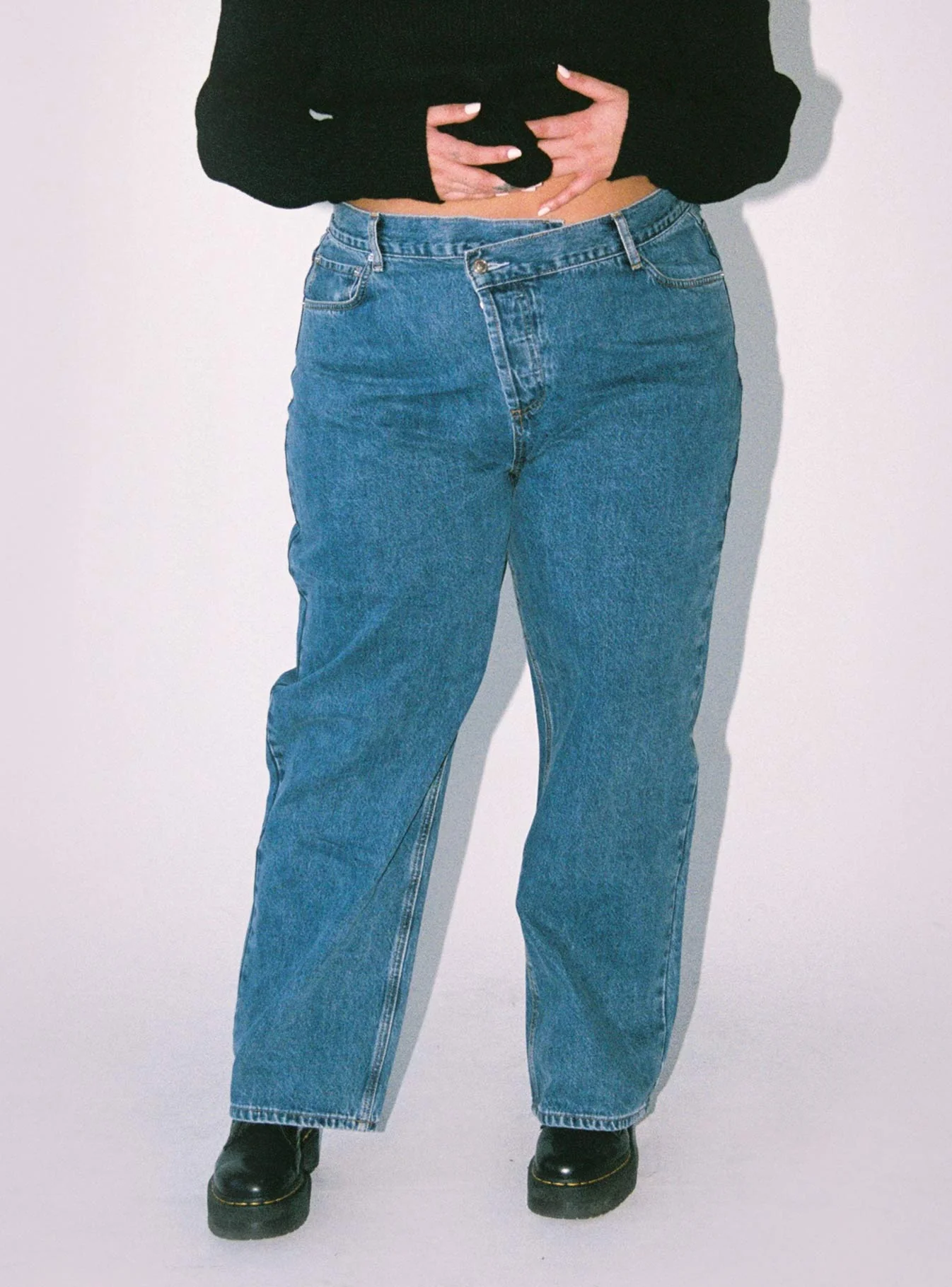 Holly Asymmetric Straight Leg Jean Denim Curve