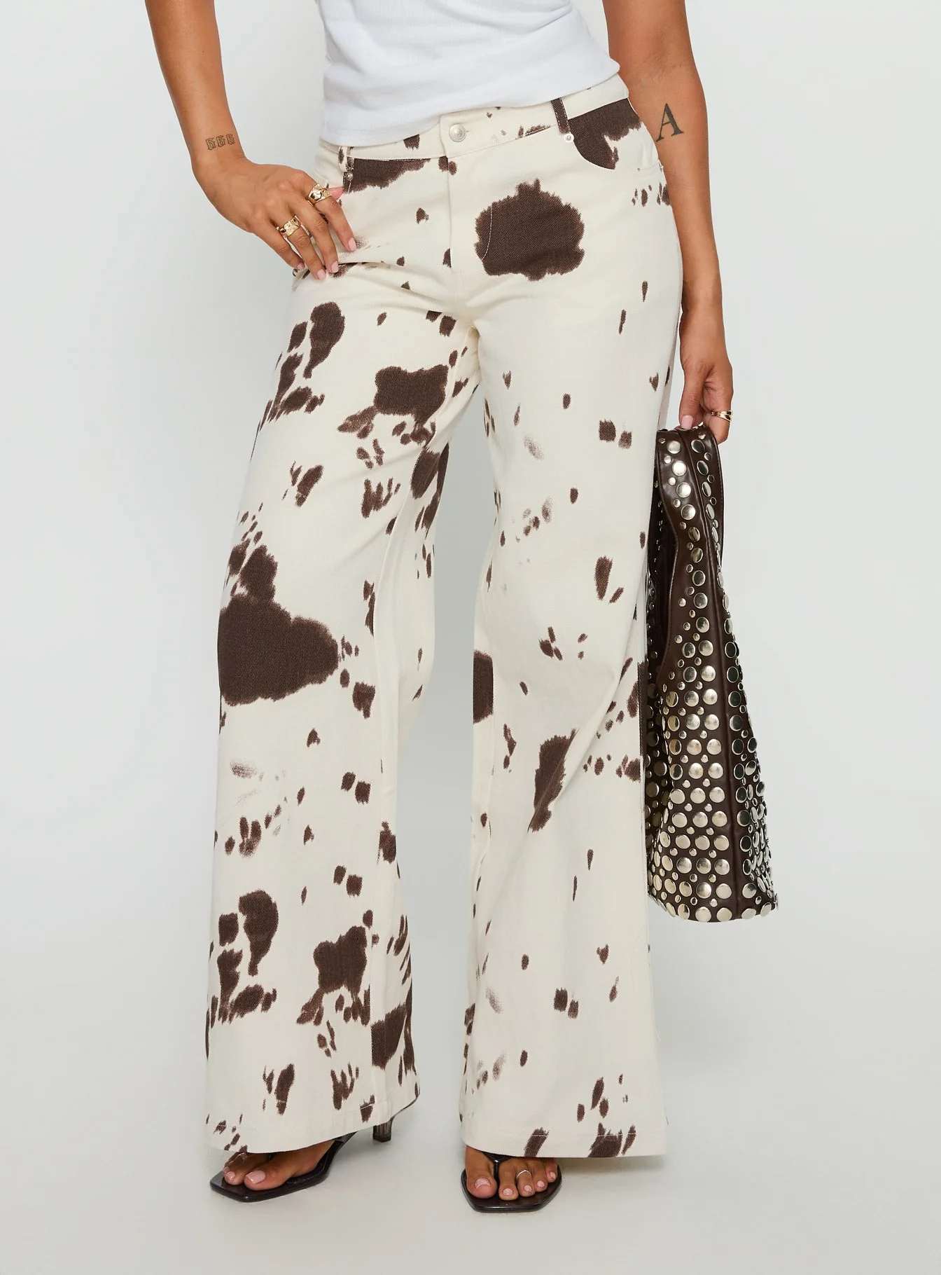 Big Dreamer Low Rise Straight Leg Jeans Cow Print