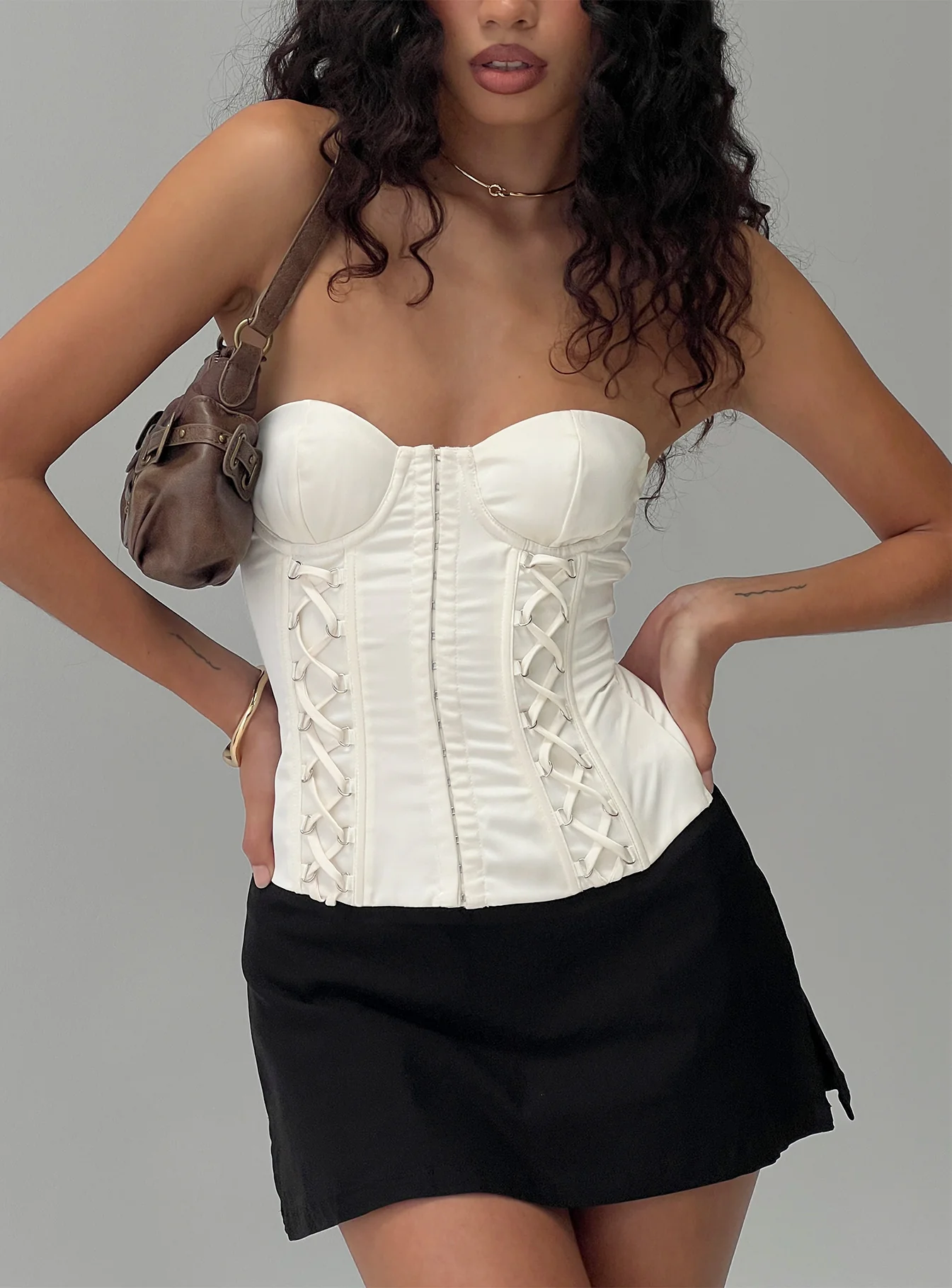 Odella Strapless Corset Top Cream