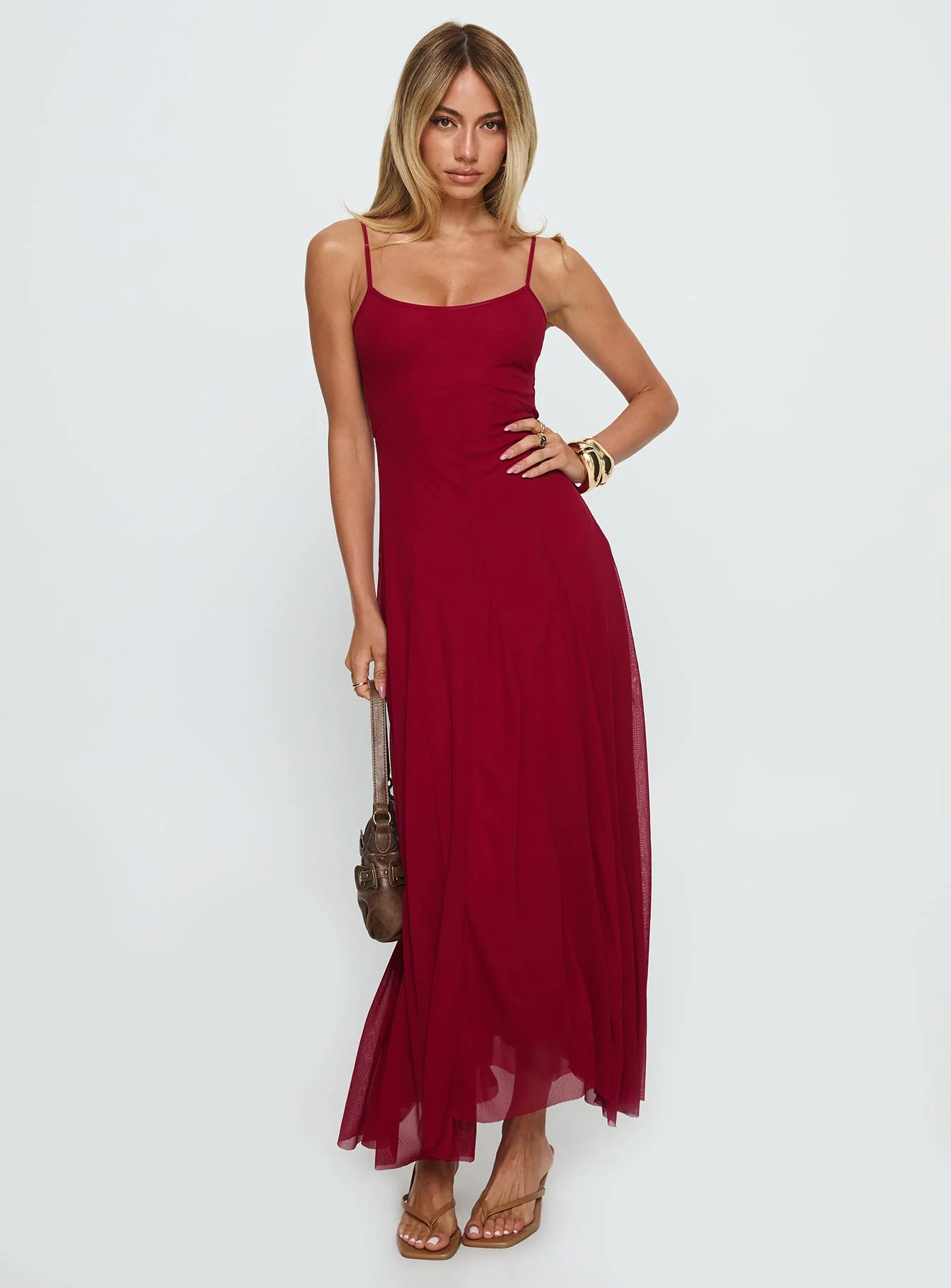 Janeira Pleat Maxi Dress Red