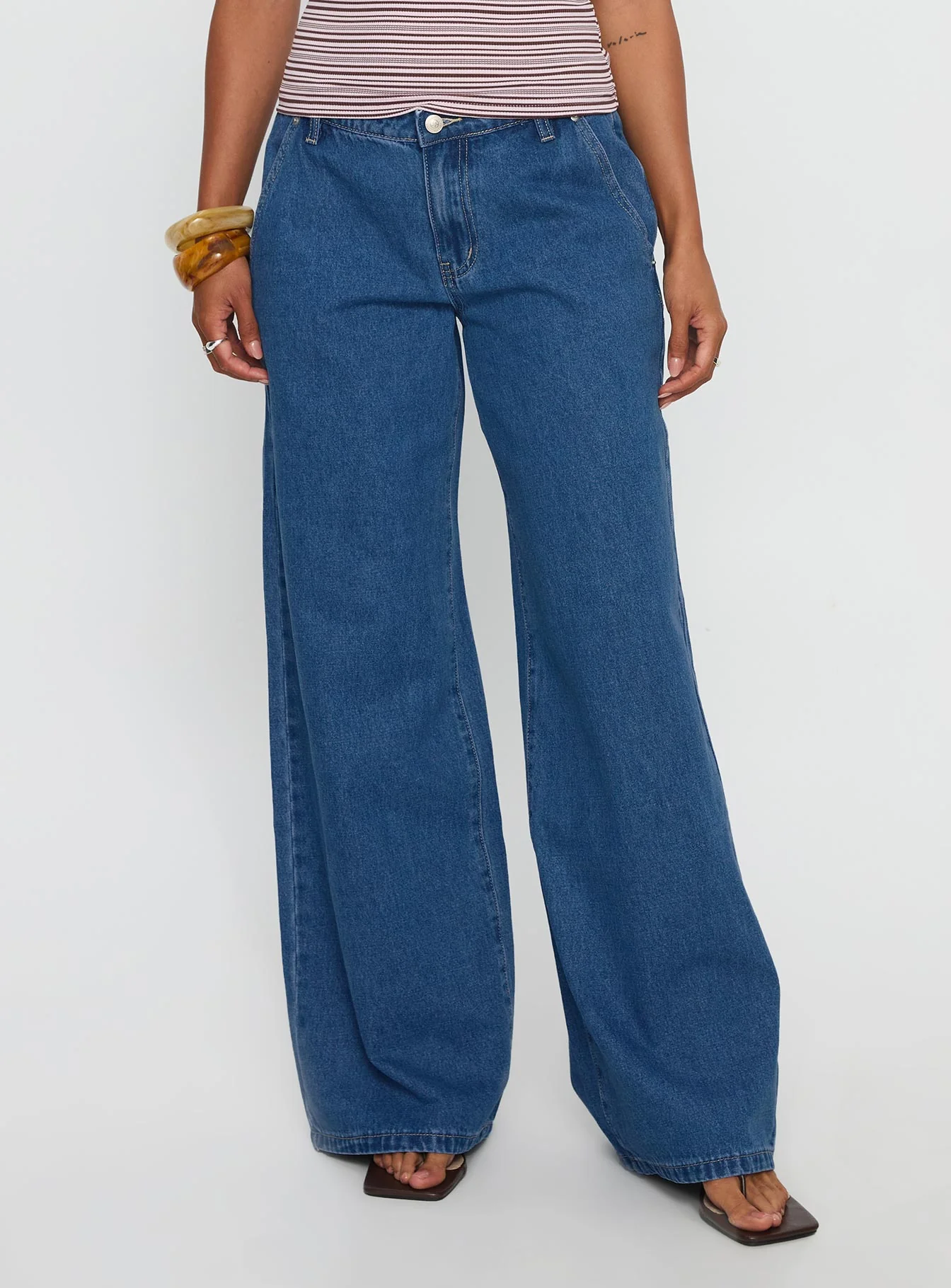 Polaris Mid Rise Straight Leg Jeans Mid Blue