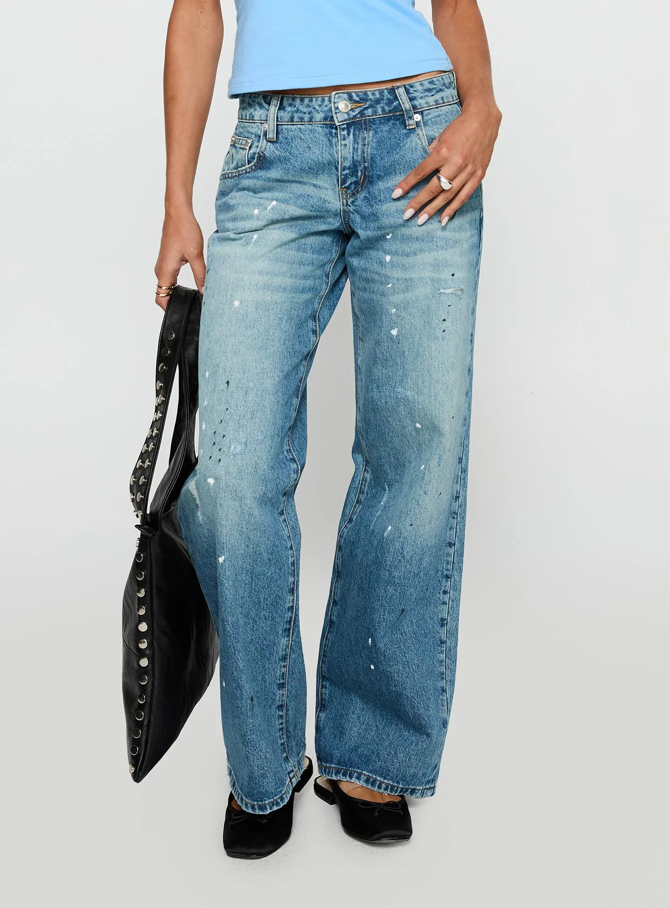 Picasso Mid Rise Straight Leg Jeans Mid Blue