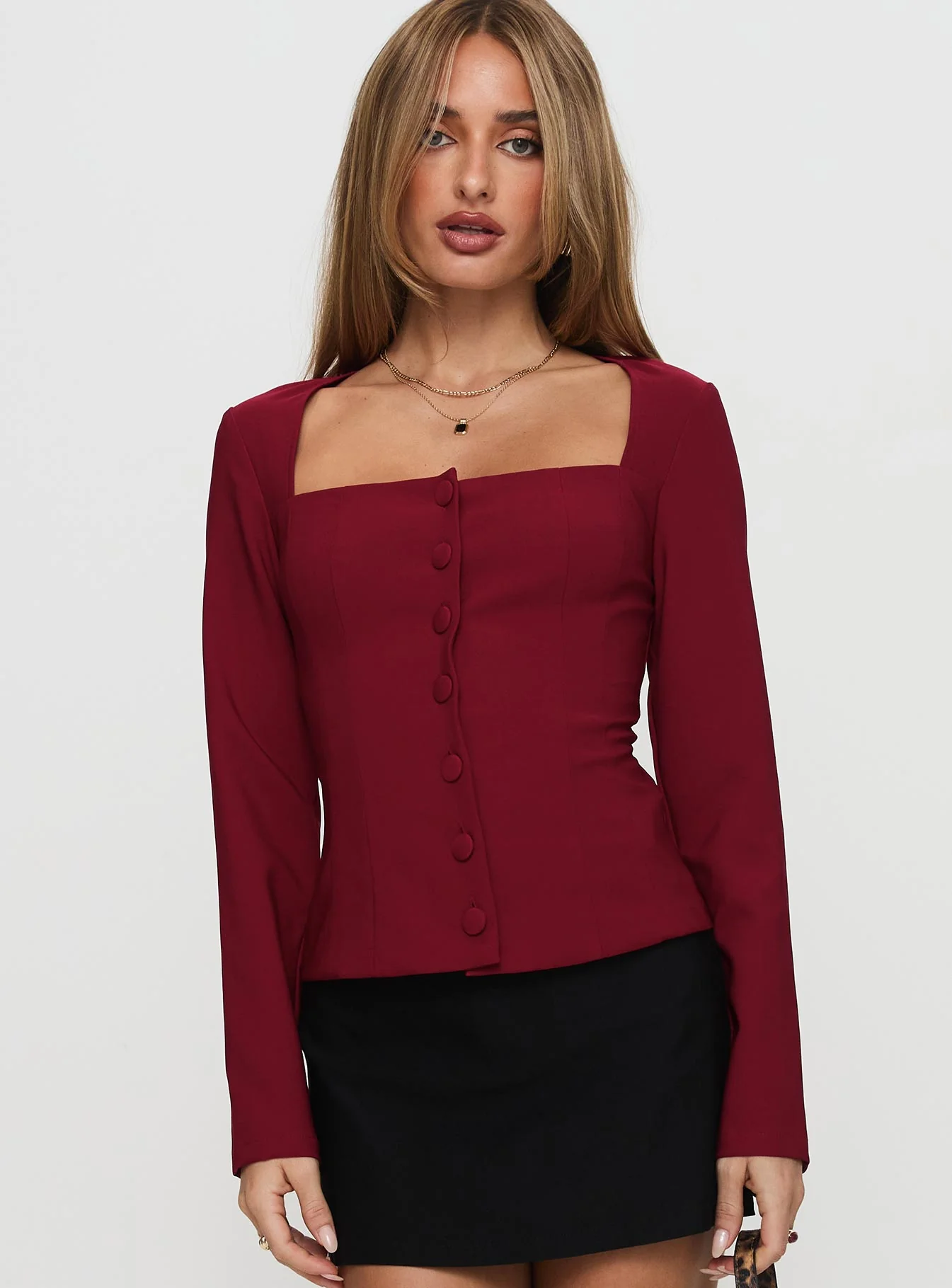 Gaskin Long Sleeve Top Burgundy
