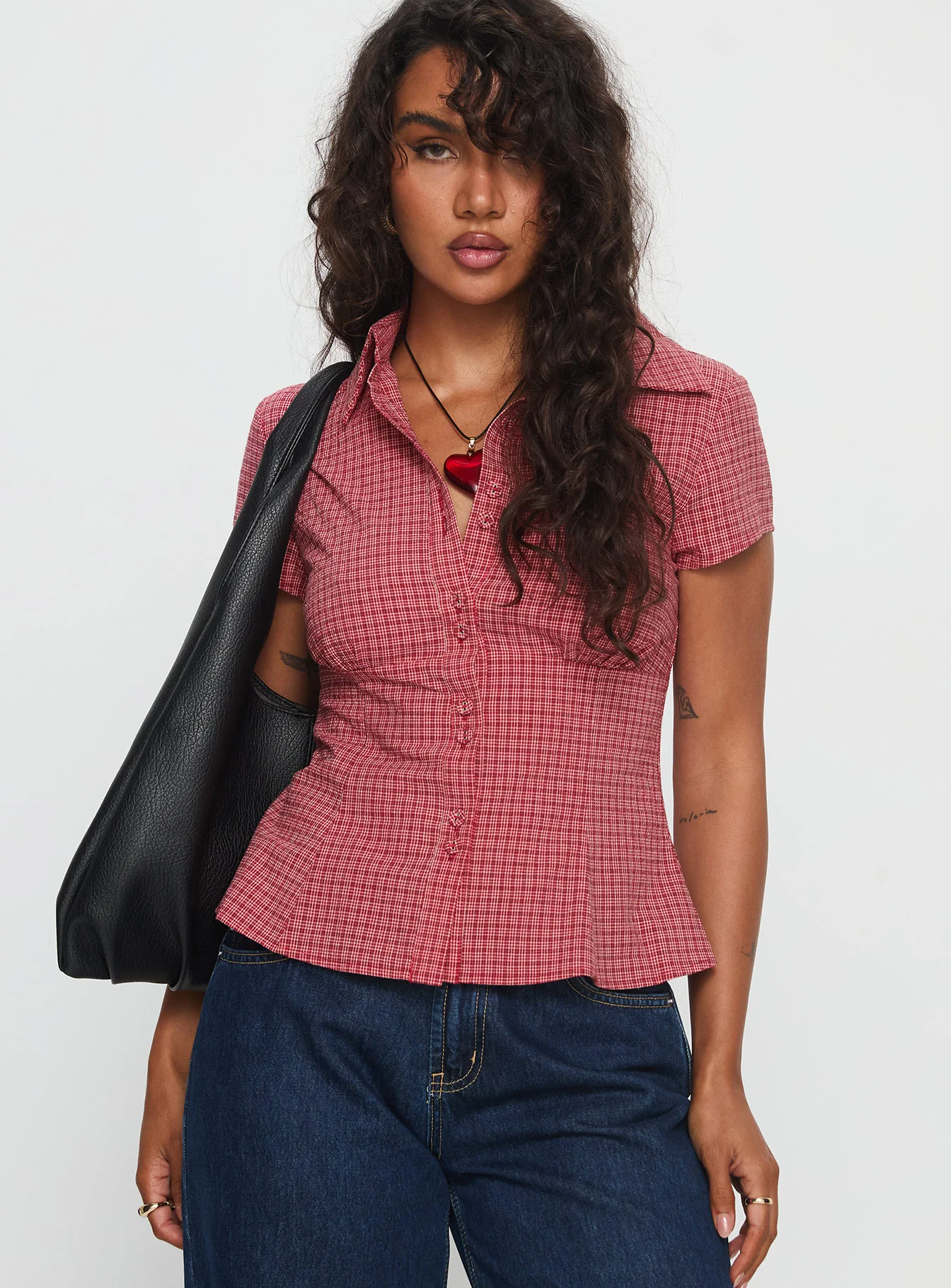 Cottesloe Blouse Top Red Check