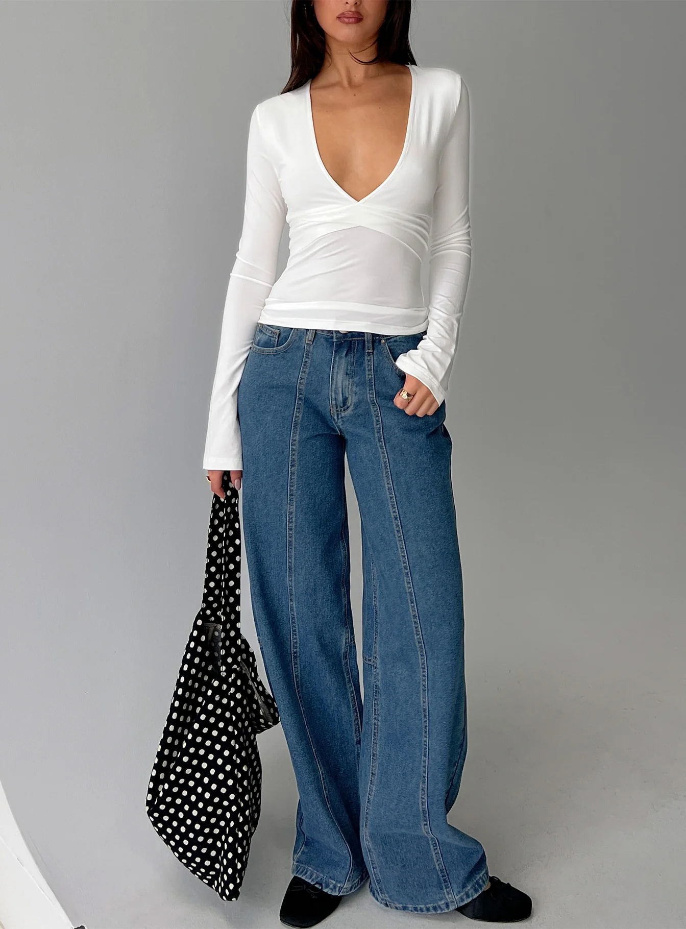 Lando Low Rise Straight Leg Jeans Mid Blue Wash