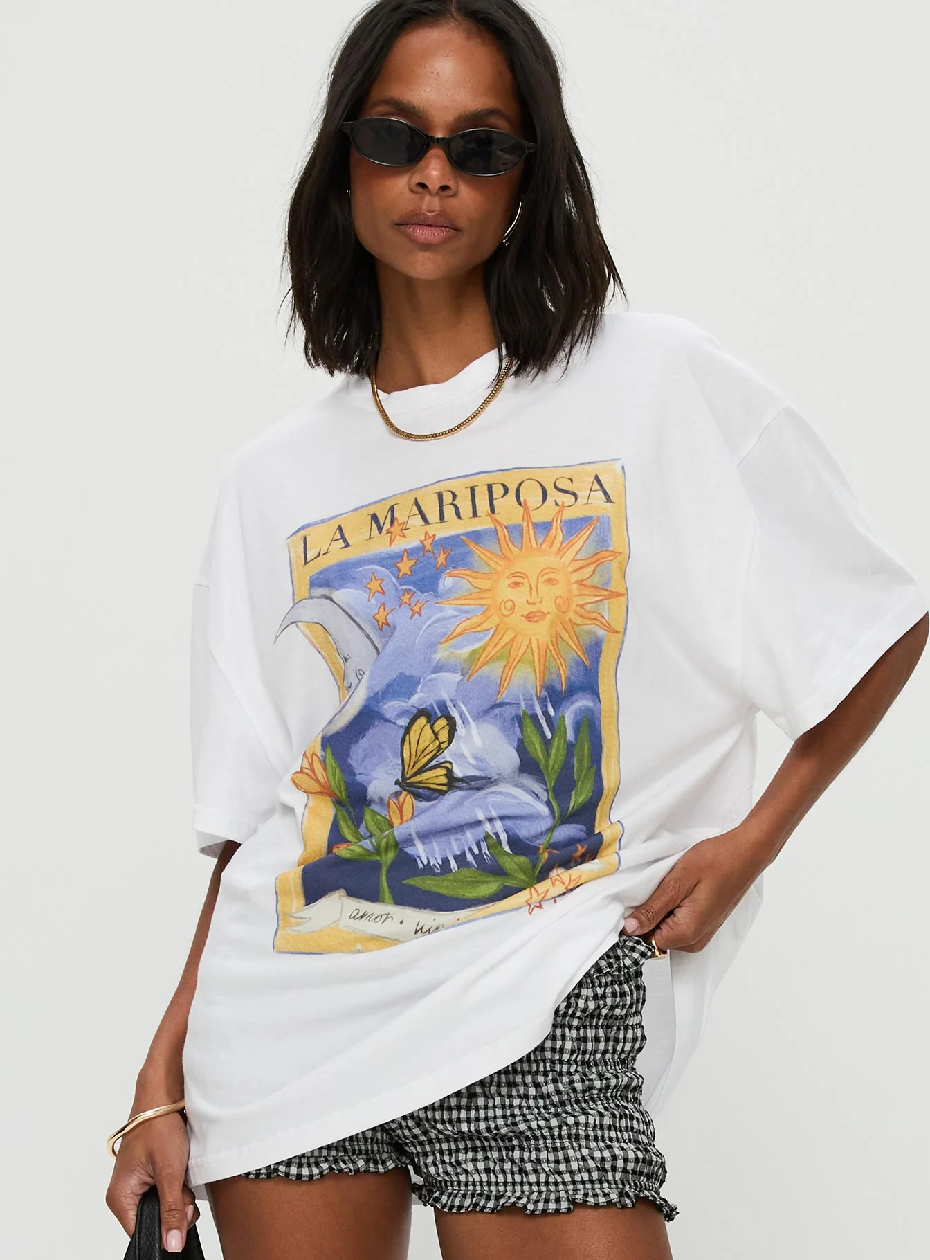 Tarot Card Oversized Graphic Top White / Multi