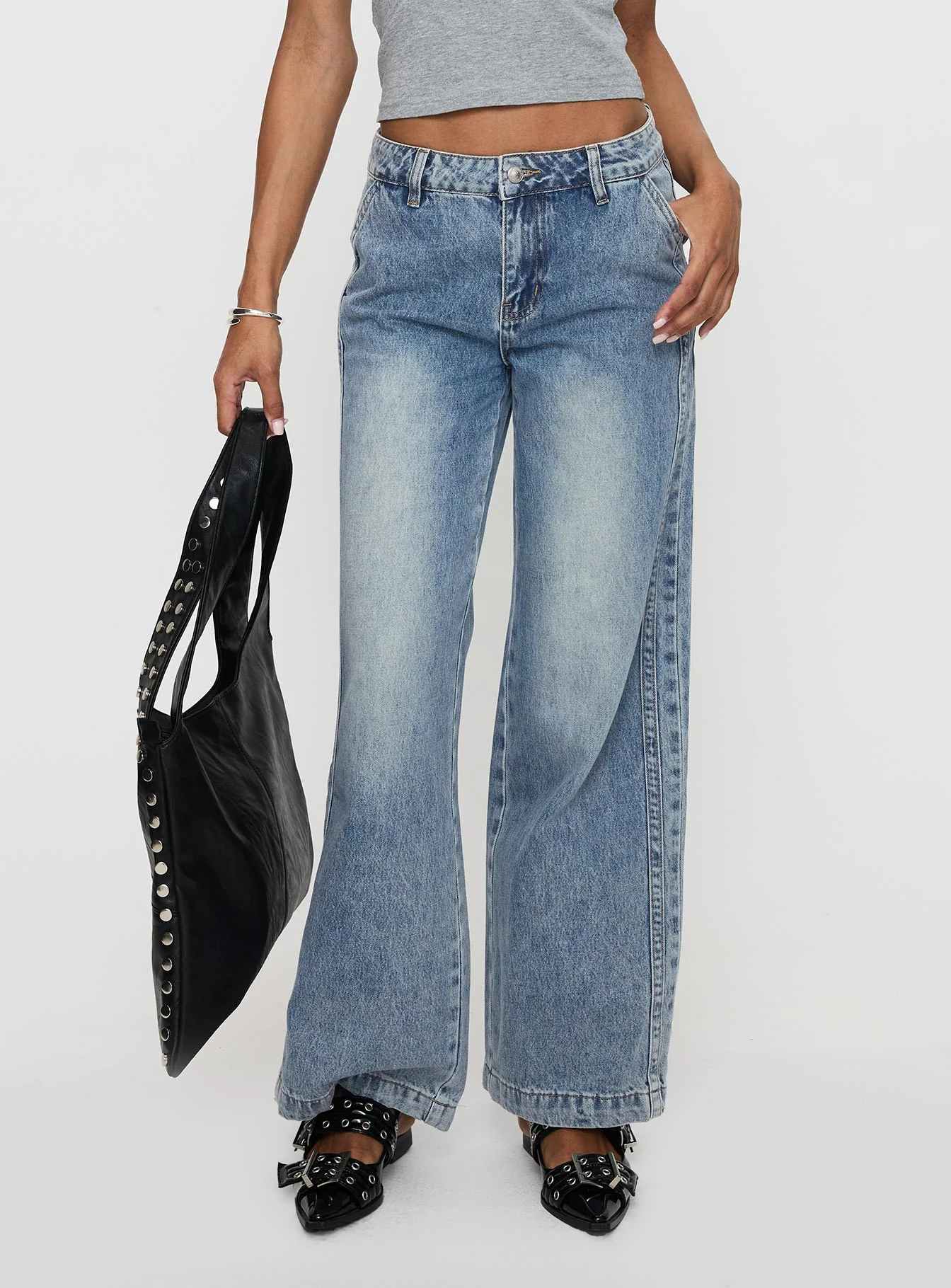 Skipper Low Rise Wide Leg Jeans Vintage Blue