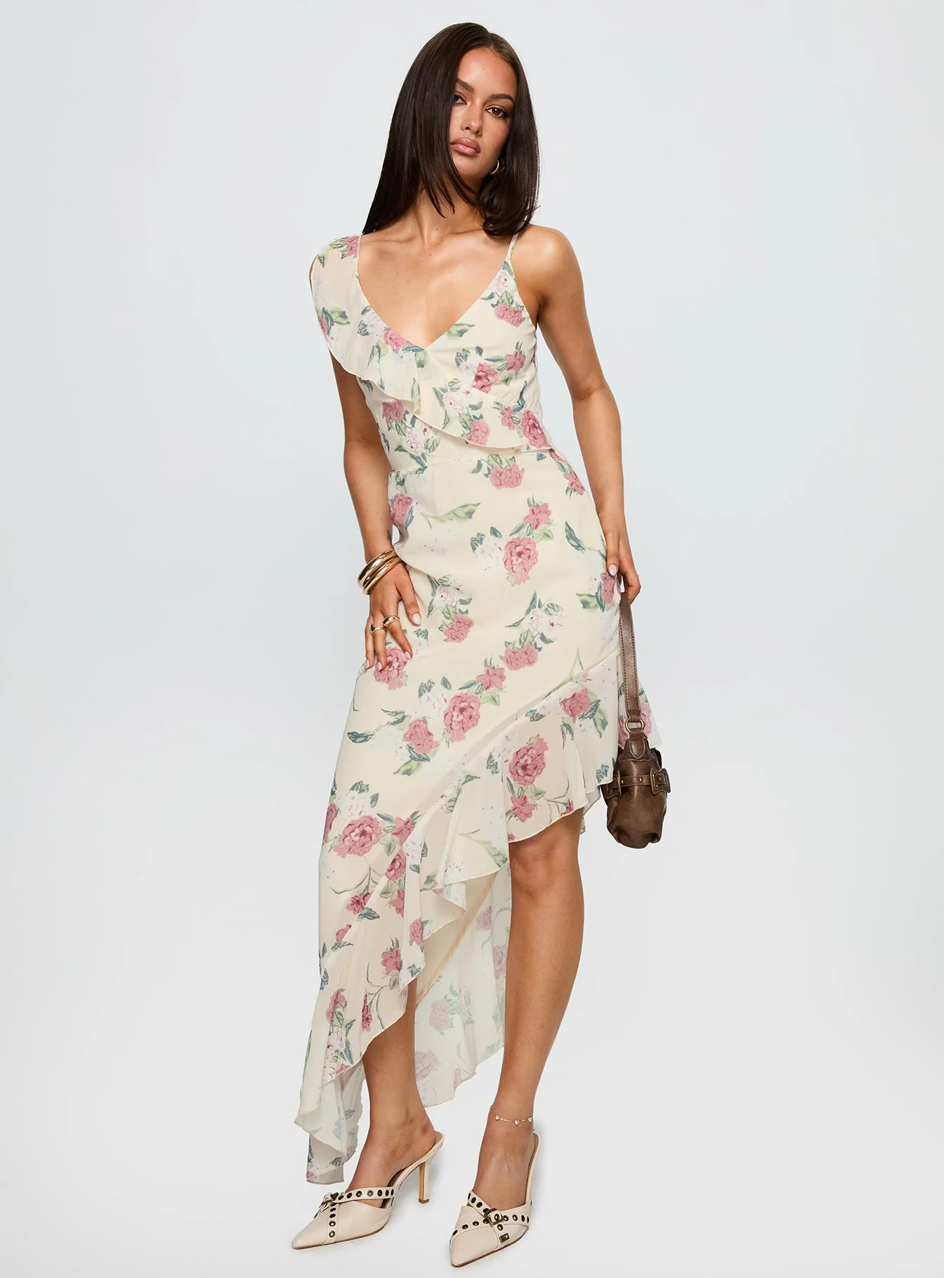 Chrysalis Asymmetrical Midi Dress Multi Floral
