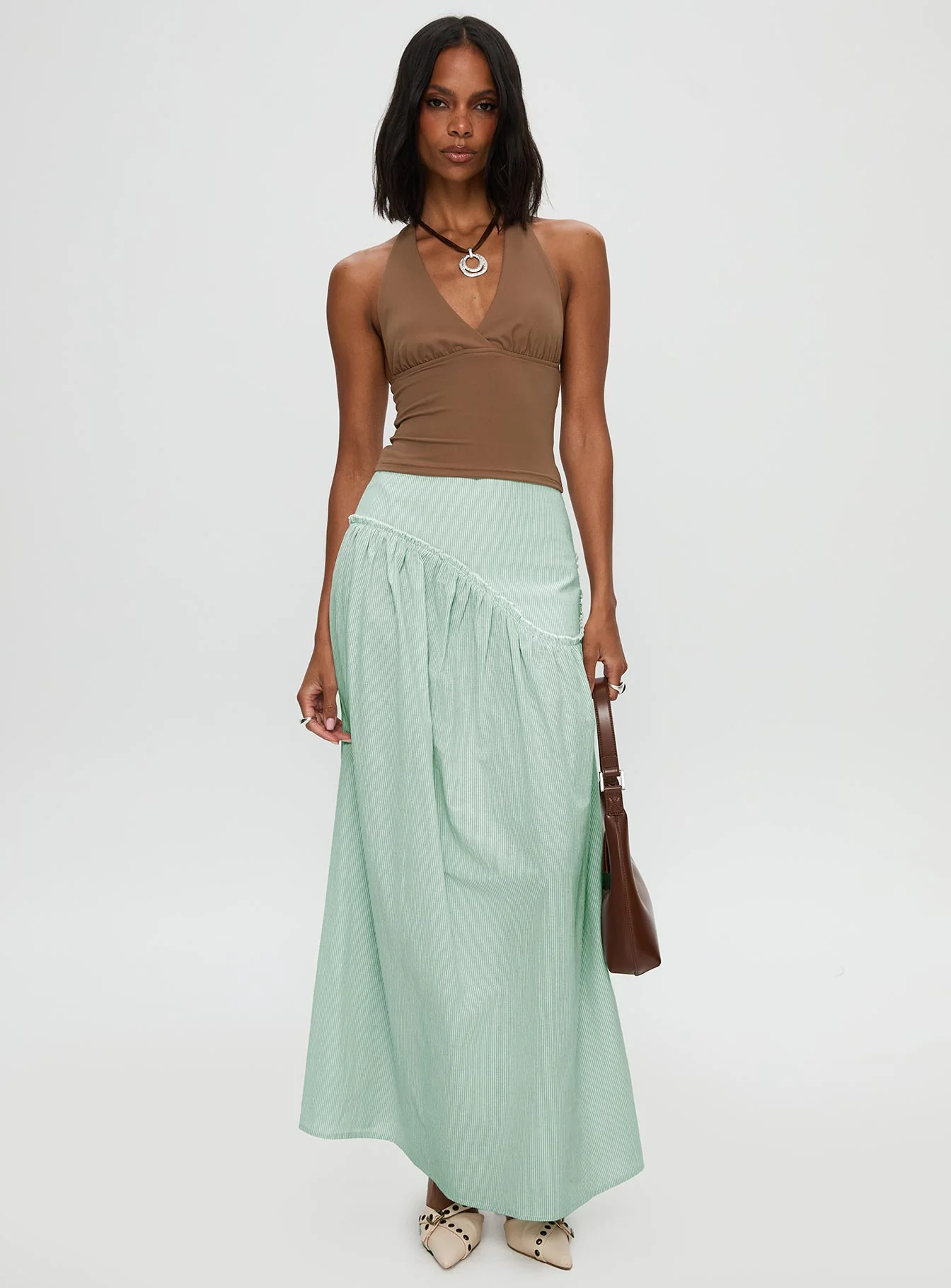 Yasemine Maxi Skirt Green / White