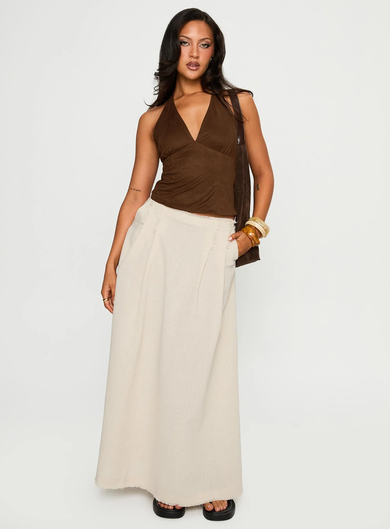 Bohemian Spirit Maxi Skirt Beige