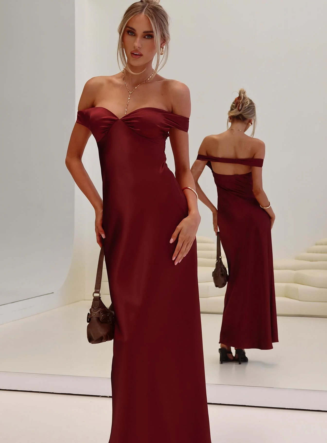 Heartthrobs Off The Shoulder Maxi Dress Red