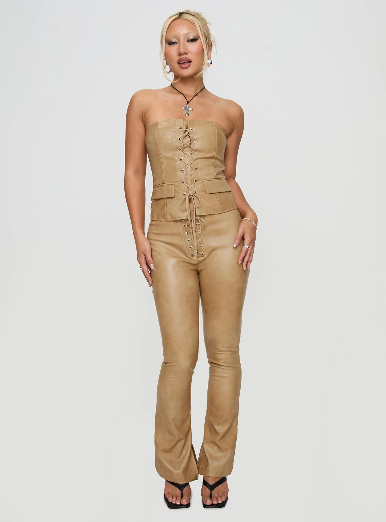 Anaheim Strapless Top Beige