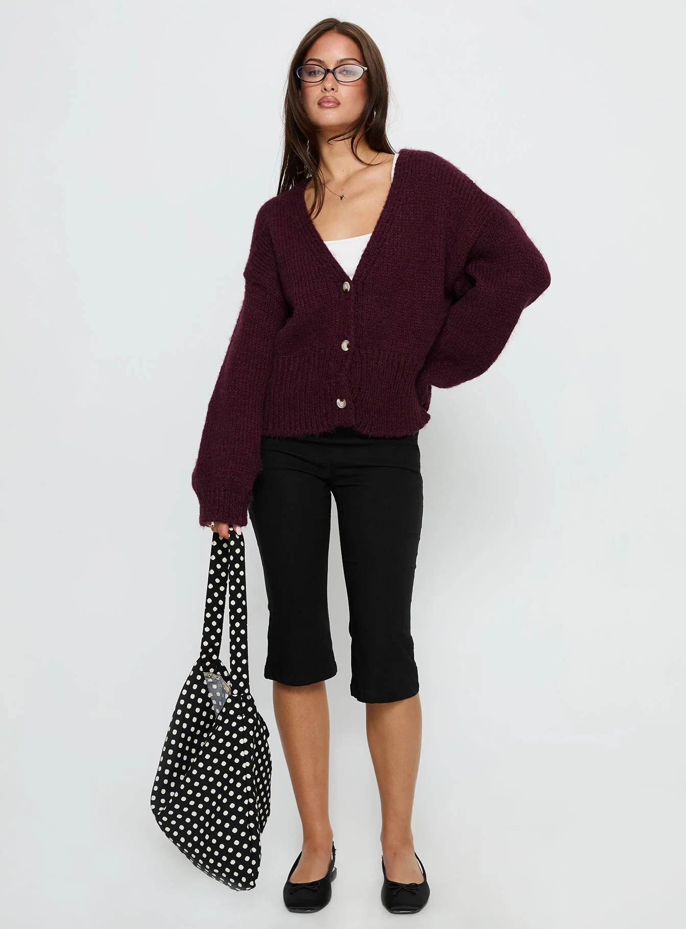 Yasmyn Knit Cardigan Burgundy