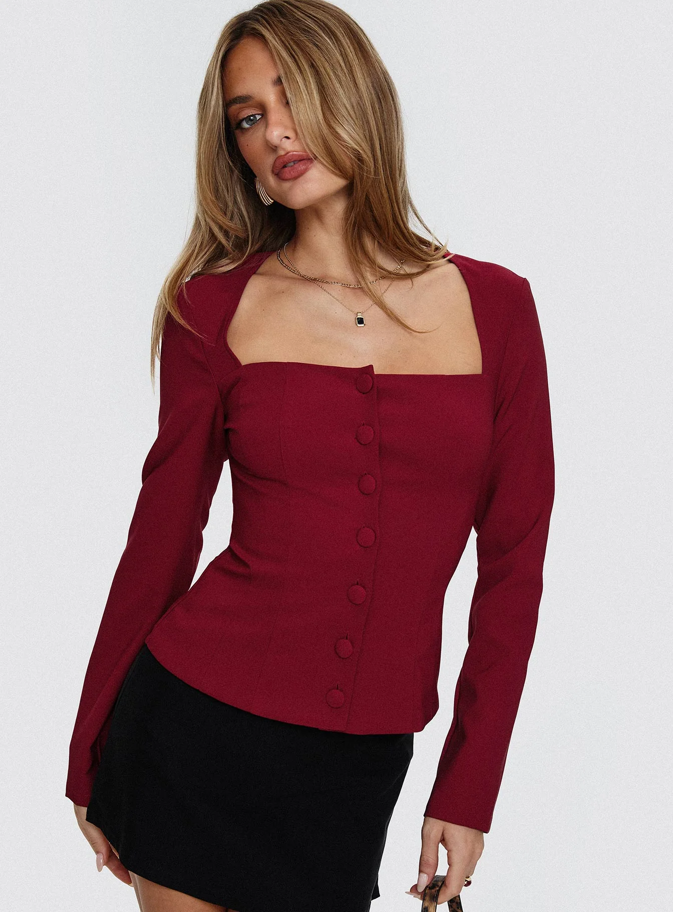 Gaskin Long Sleeve Top Burgundy
