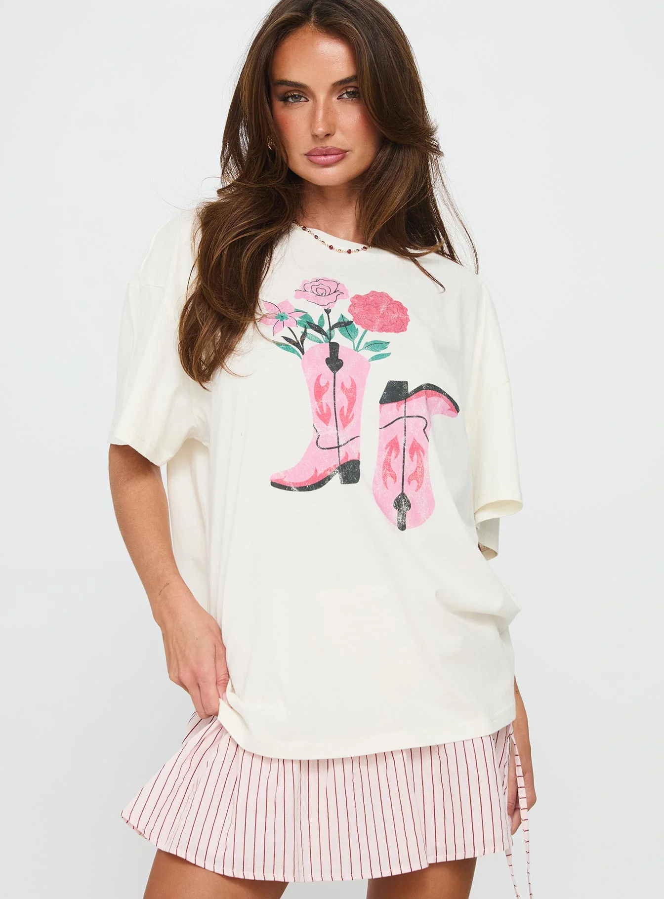 Lassie Girl Oversized Graphic Top Cream
