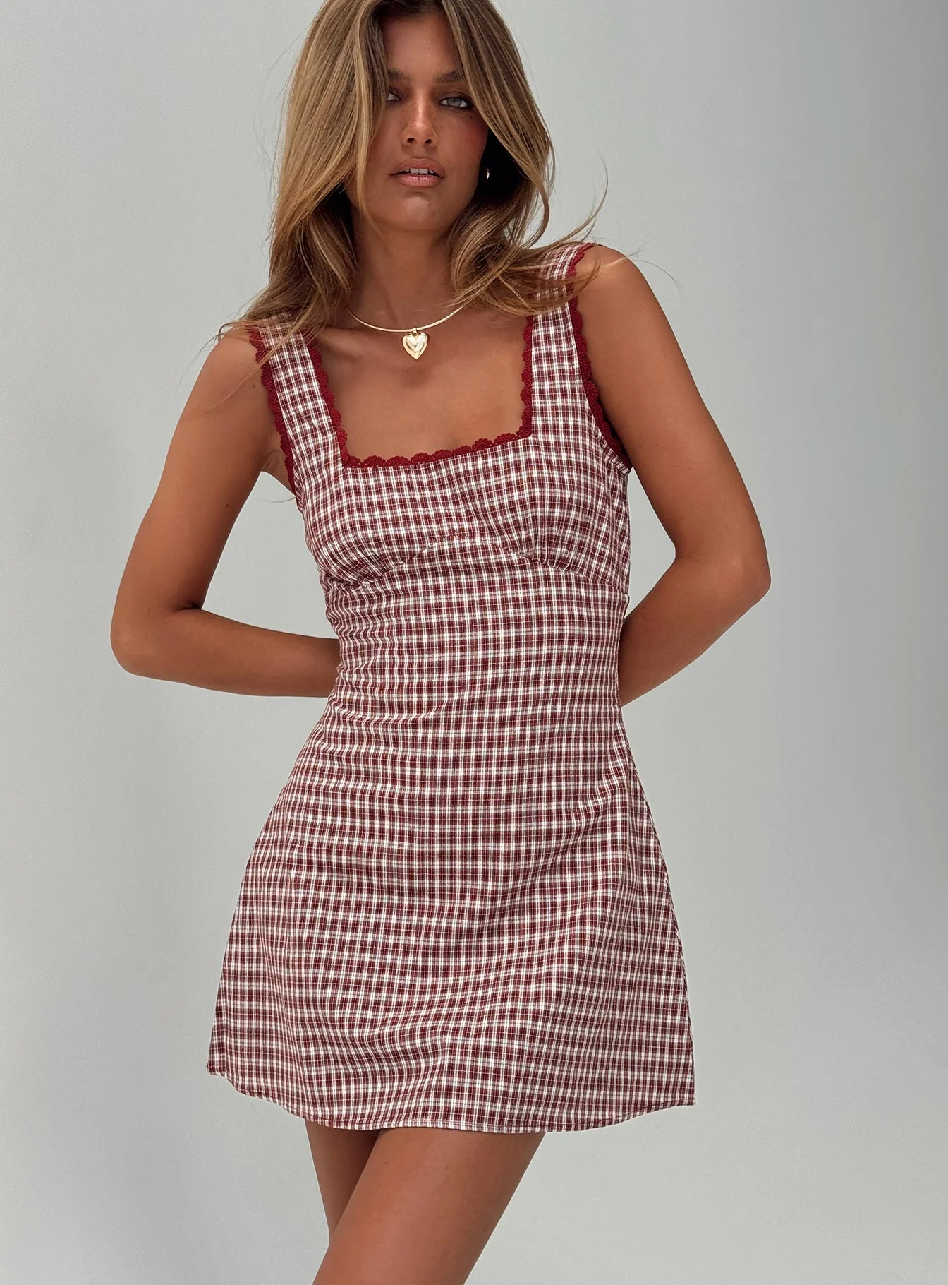 Dasha Mini Dress Red Check Tall