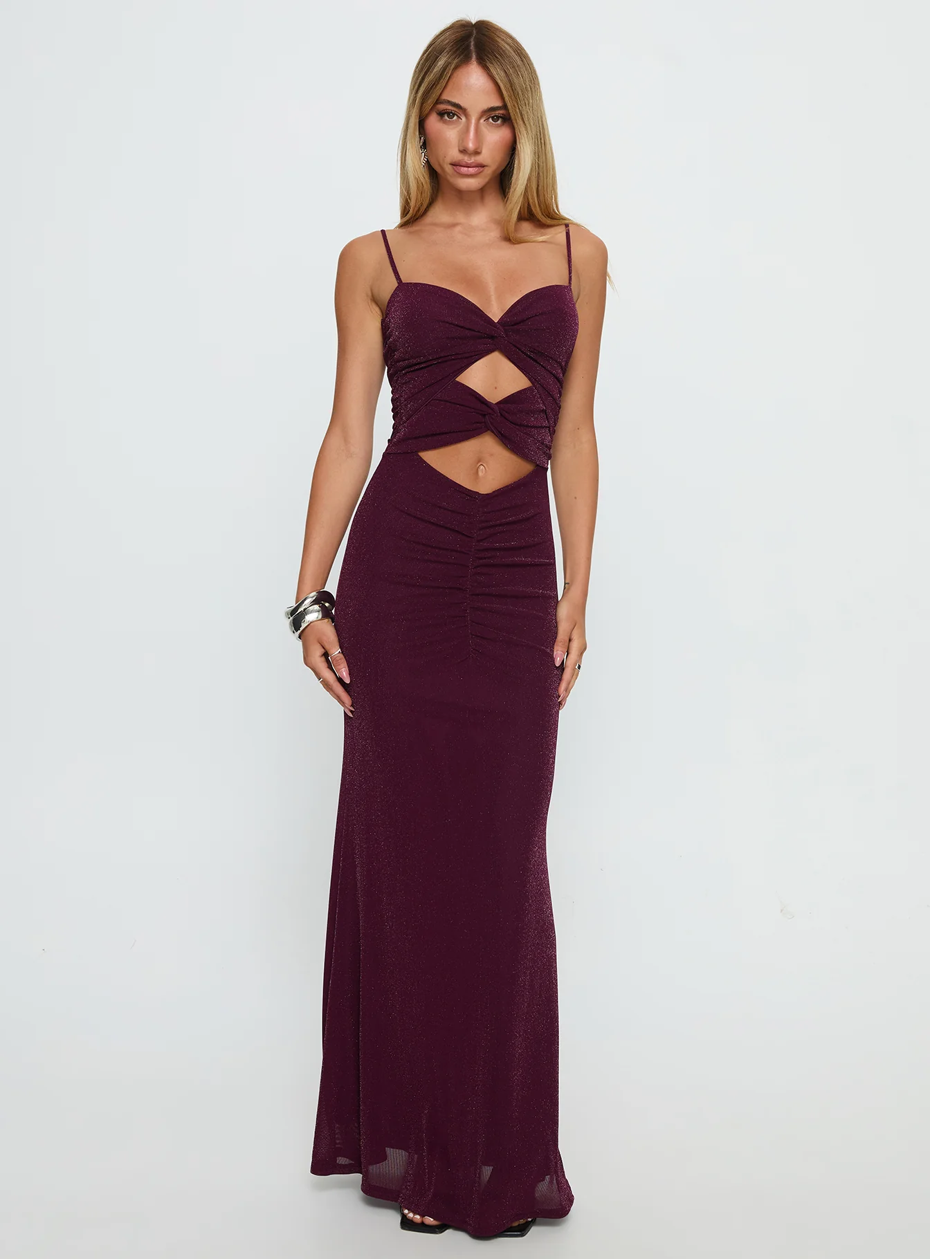 Amilya Cut Out Maxi Dress Plum