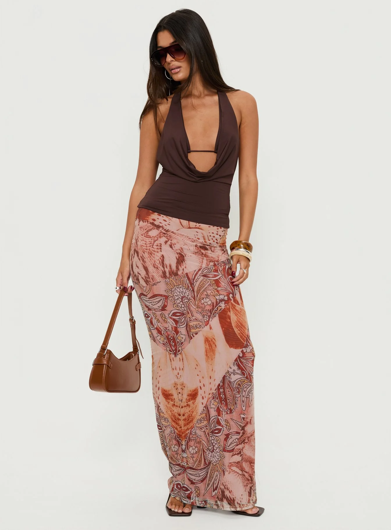 Dorella Spliced Maxi Skirt Pink Multi