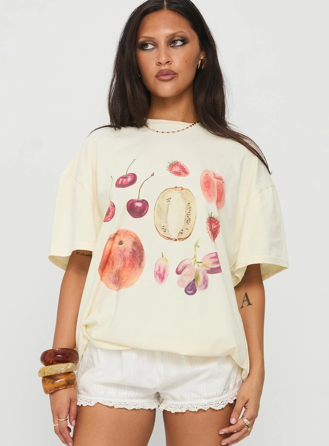 Farmer's Pick Oversized Graphic Top Cream