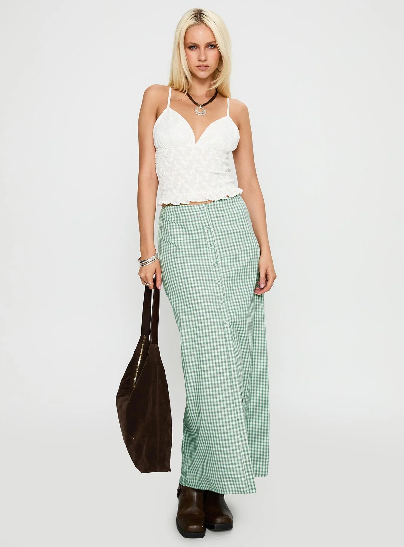 Macadamia Maxi Skirt Green / White