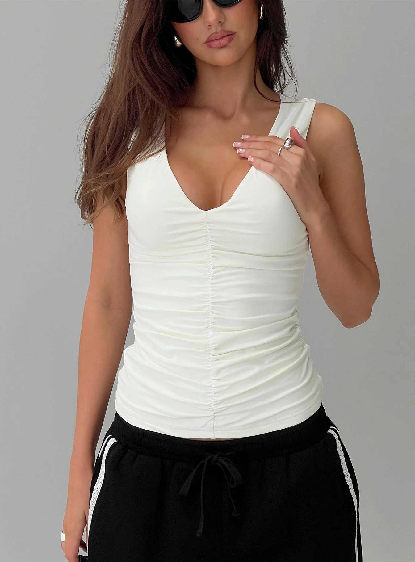 Loving Is Easy Ruched Top White