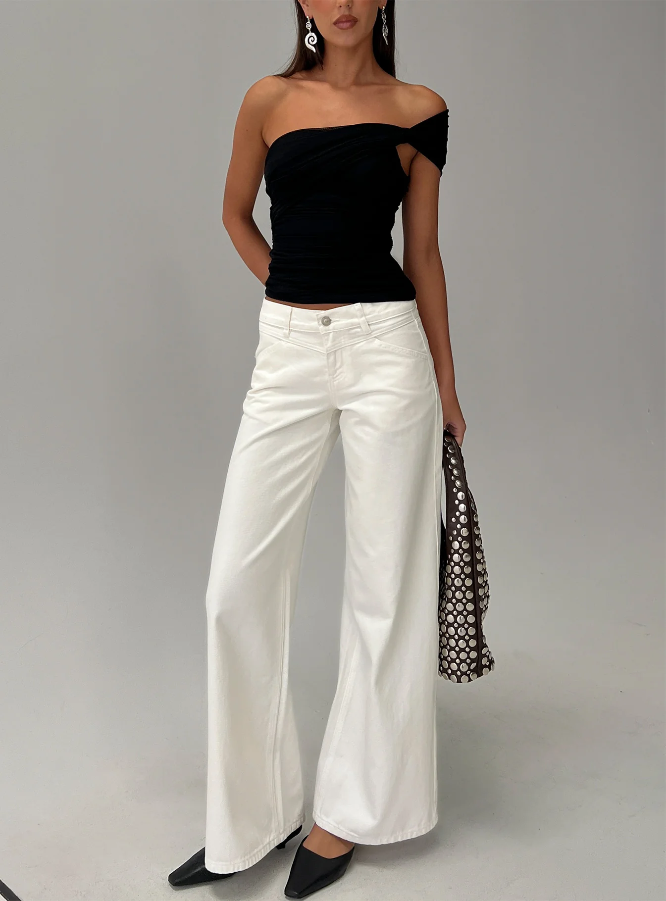 Catiana Low Rise Wide Leg Jeans White